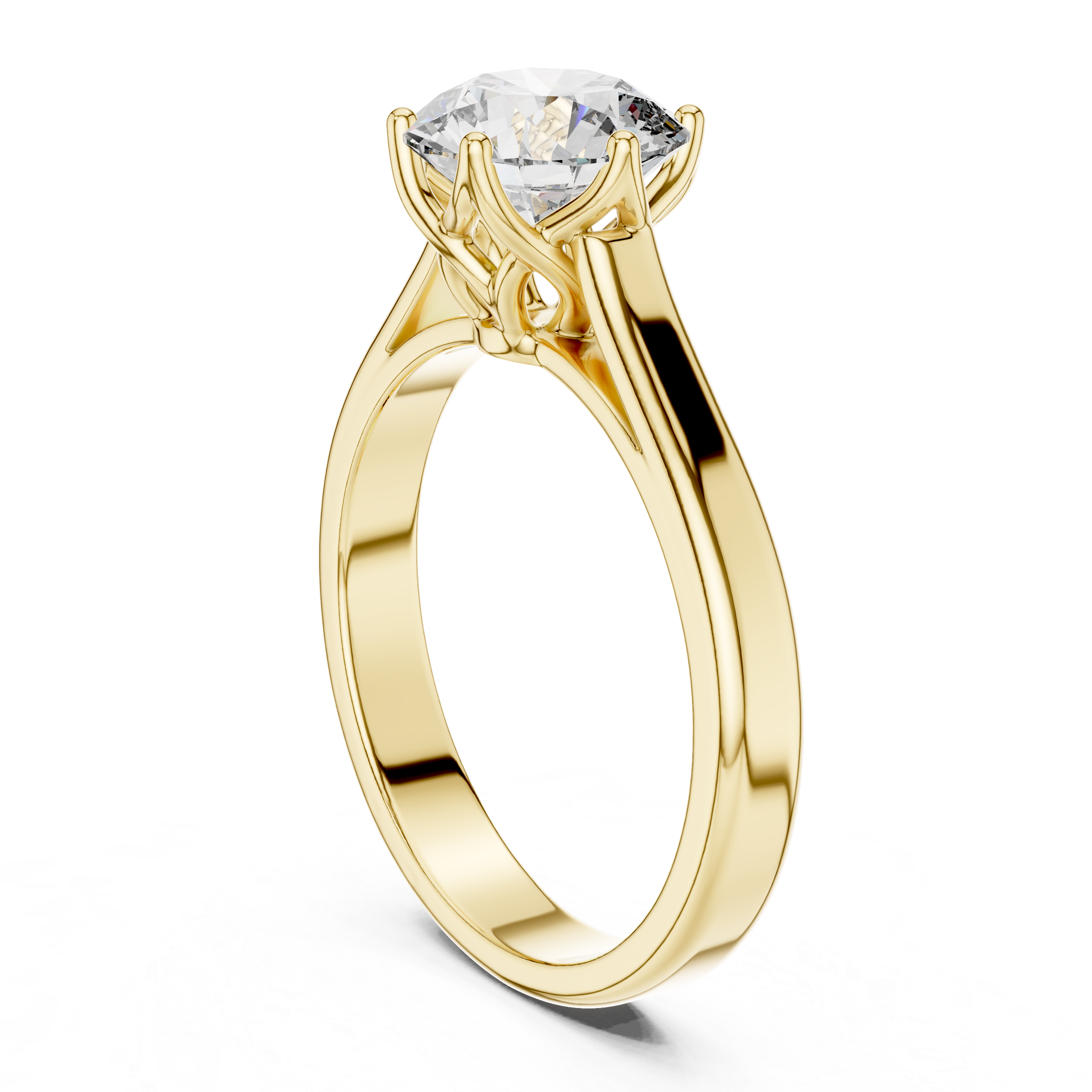 Classic Round Solitaire Engagement Ring with Twisted Cathedral Setting
