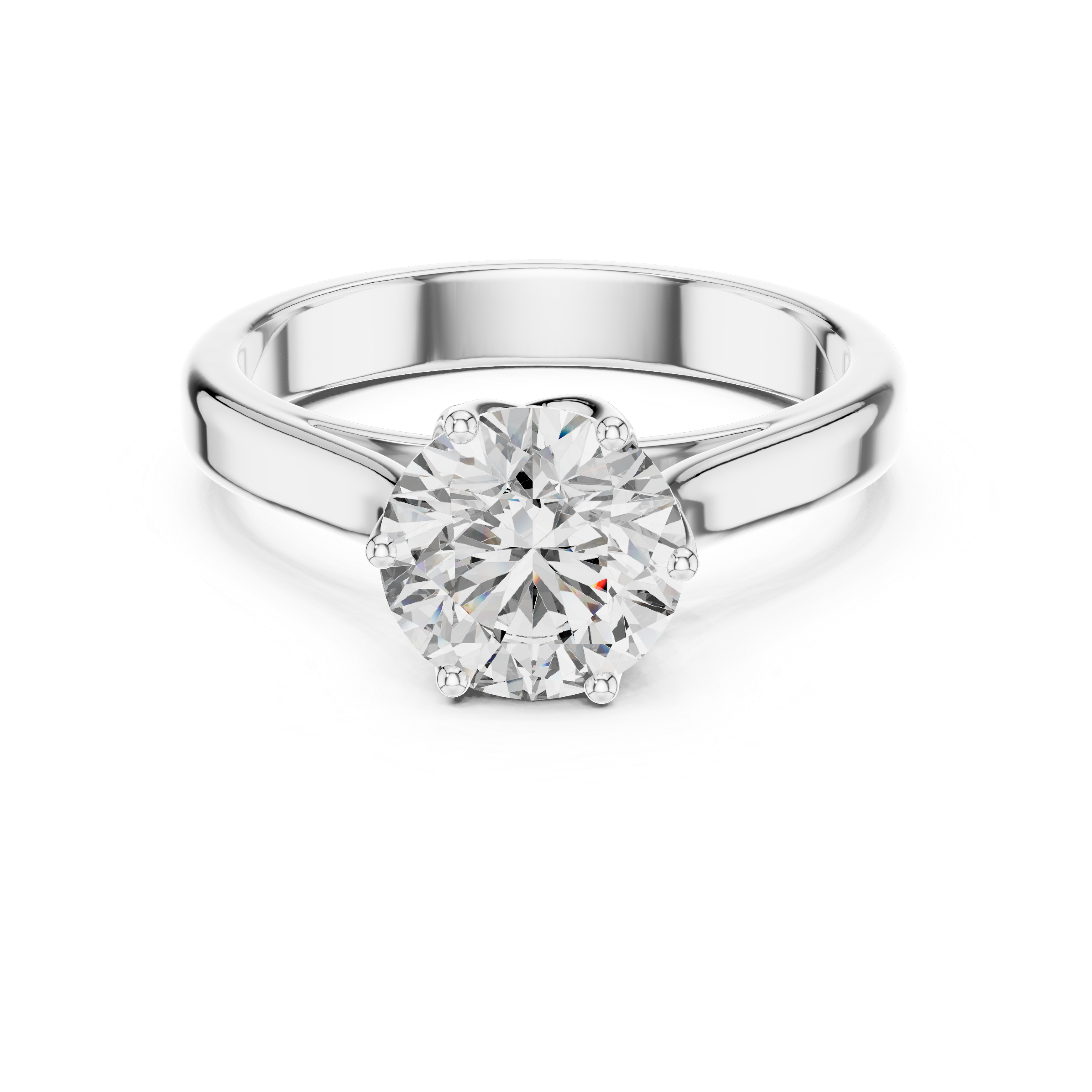 Classic Round Solitaire Engagement Ring with Twisted Cathedral Setting