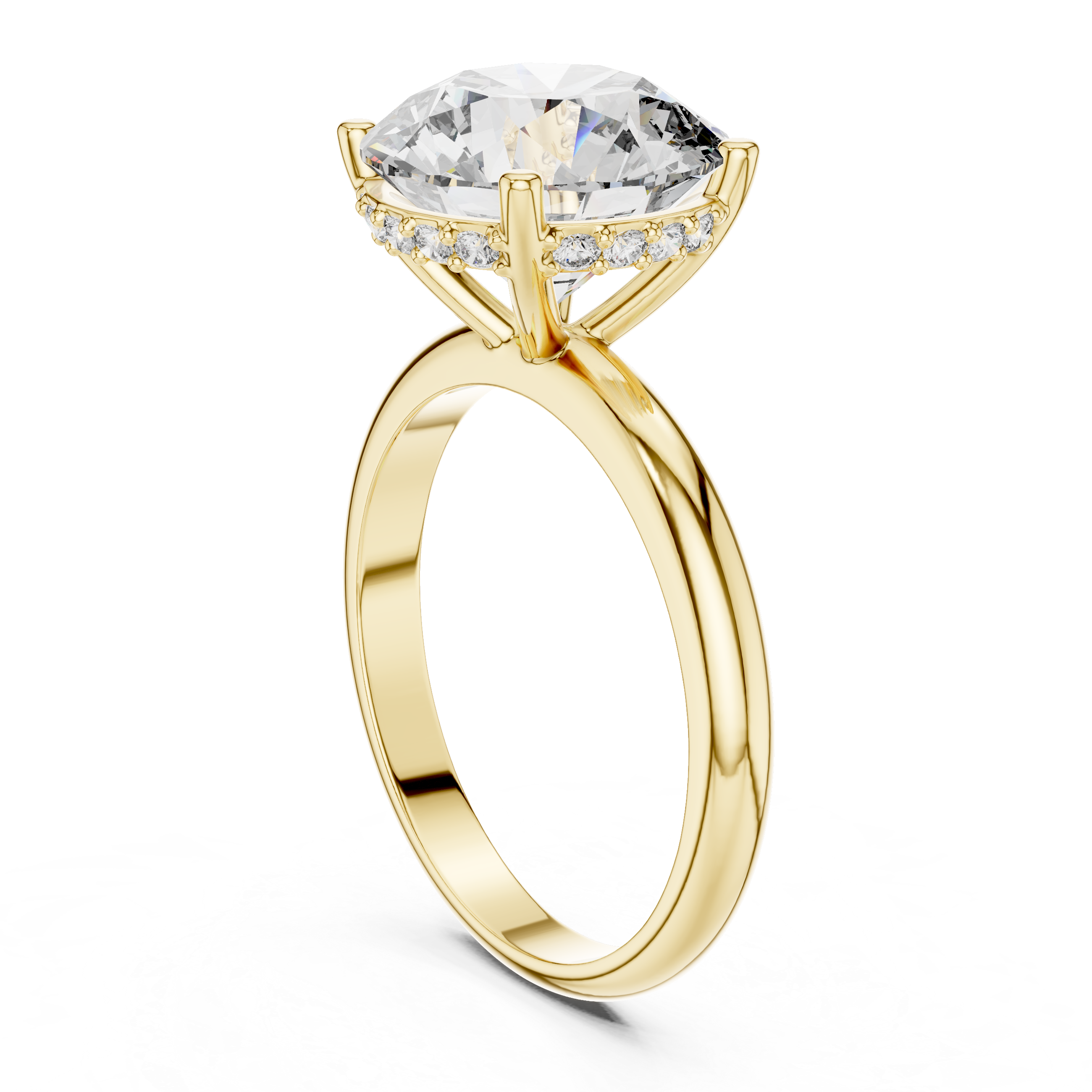 Classic Round Cut Solitaire Engagement Ring with Hidden Halo