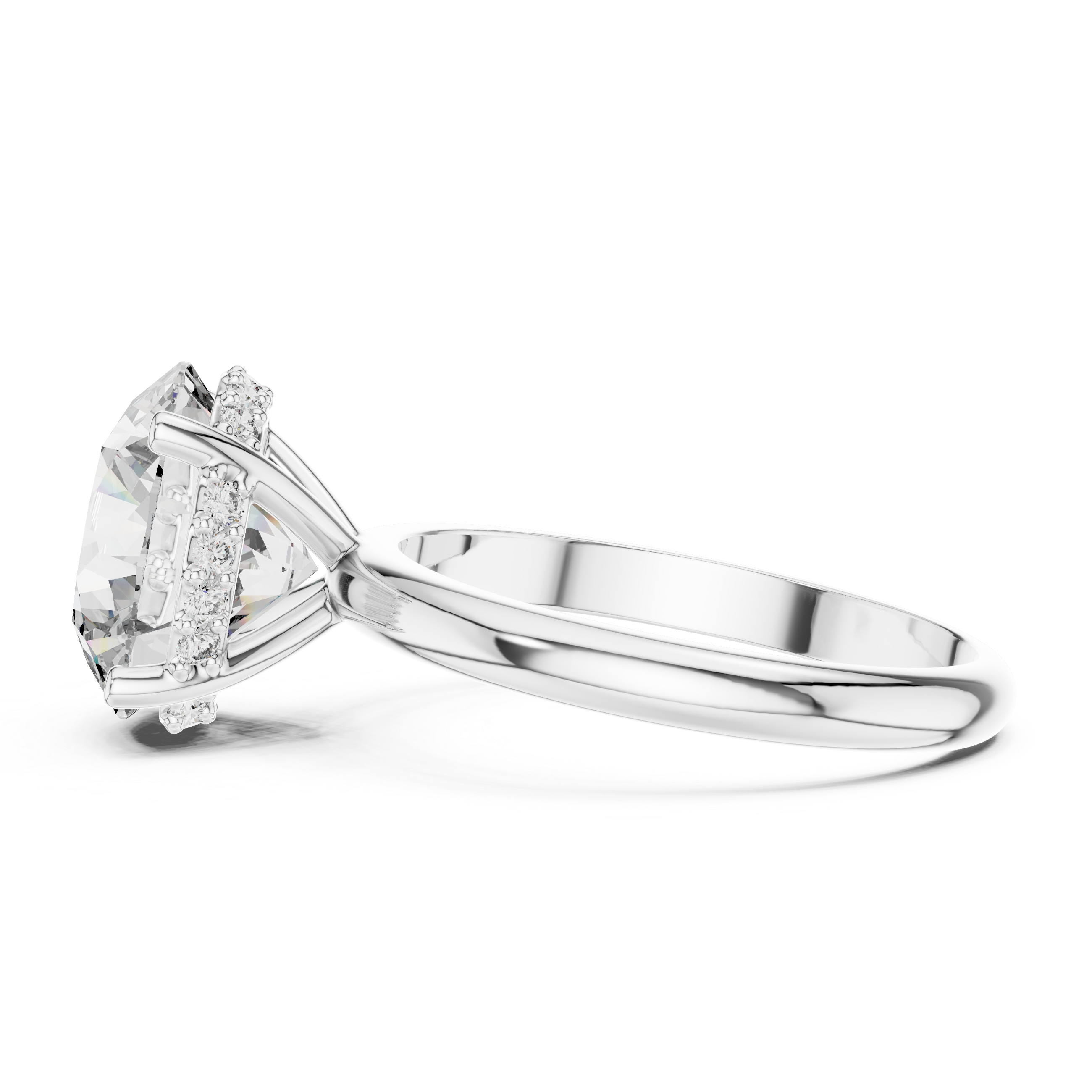 Classic Round Cut Solitaire Engagement Ring with Hidden Halo