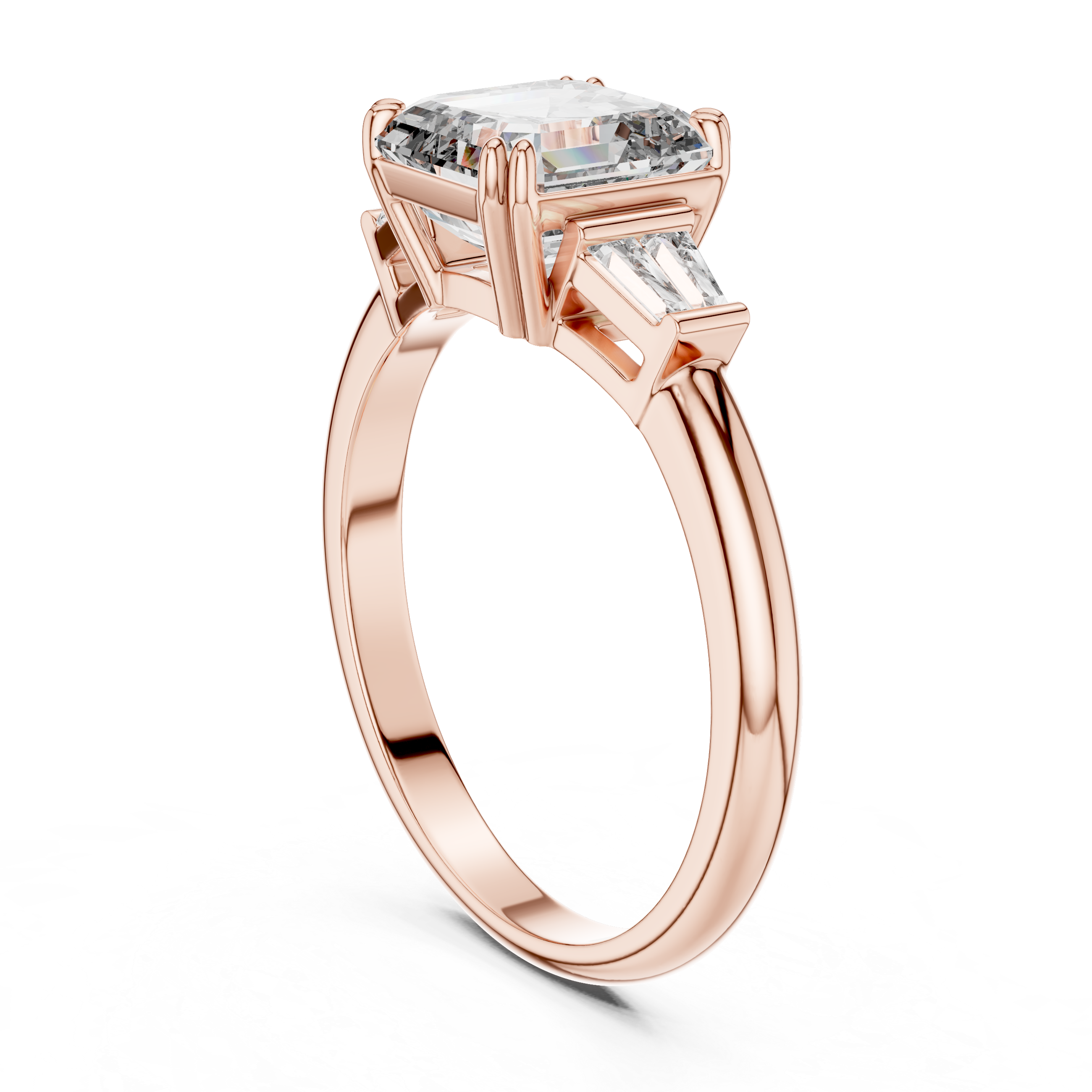 Emerald Cut Engagement Ring with Baguette Side Diamonds