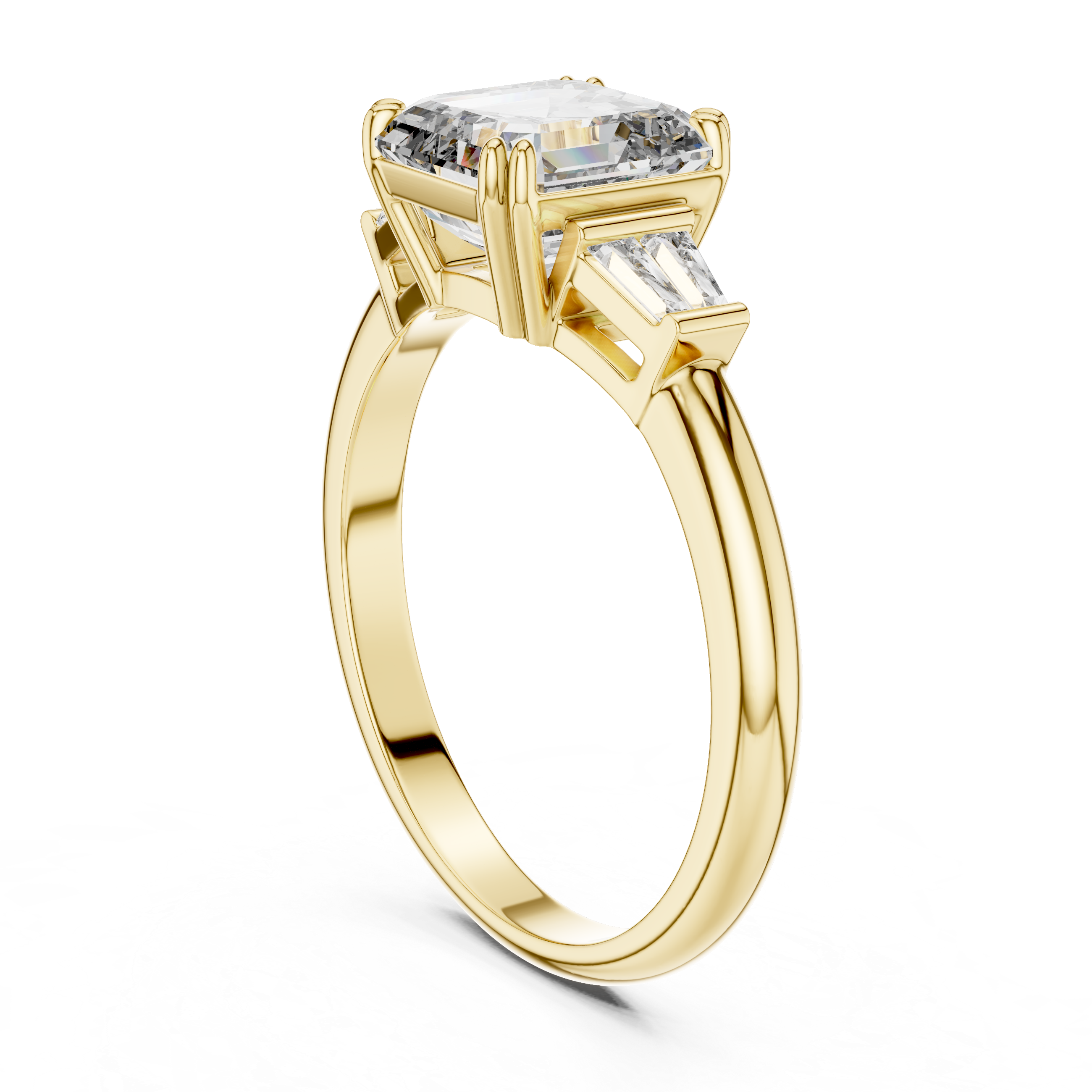 Emerald Cut Engagement Ring with Baguette Side Diamonds
