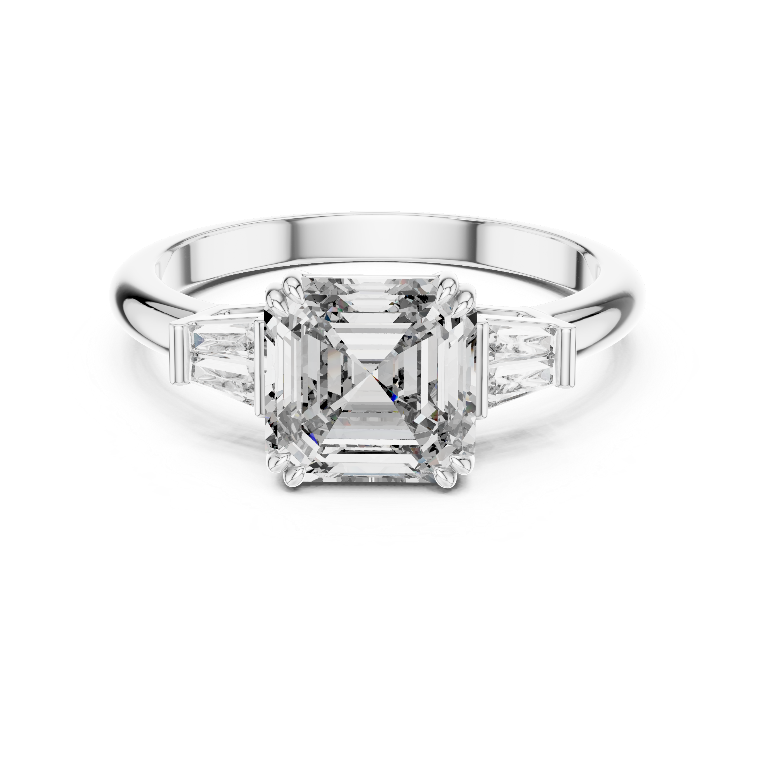 Emerald Cut Engagement Ring with Baguette Side Diamonds