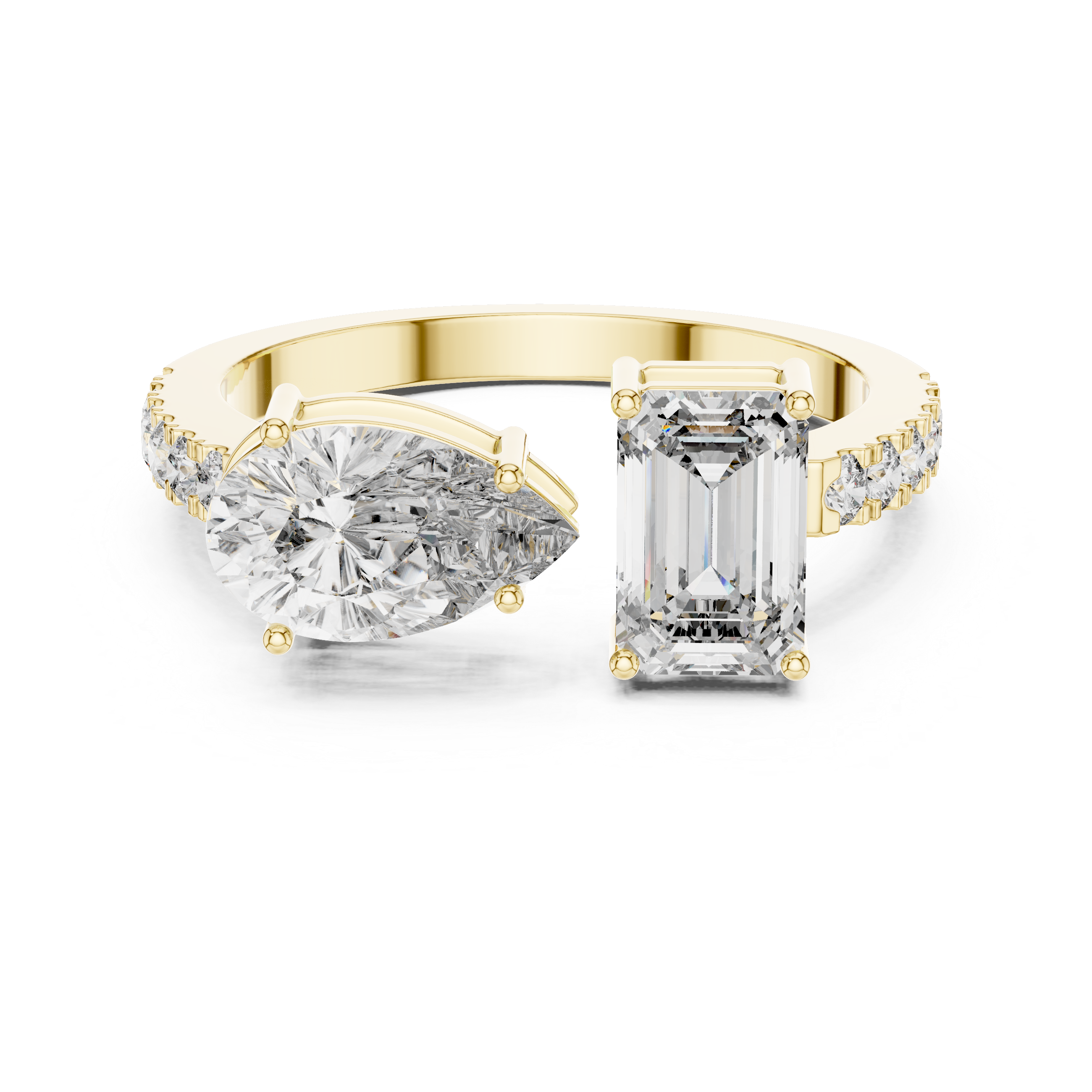 Toi et Moi Engagement Ring with Pear and Emerald Cut Diamonds