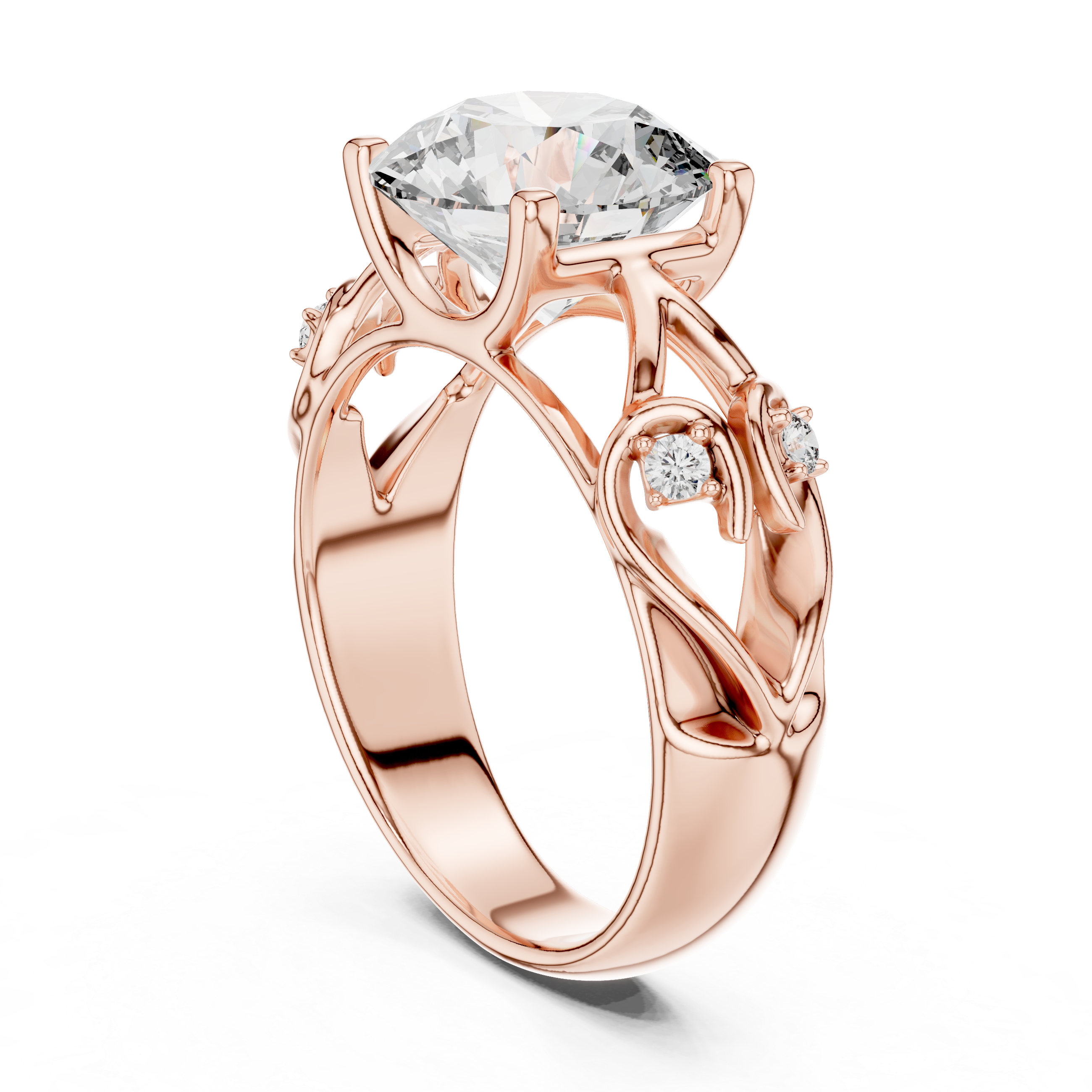 Vintage Inspired Solitaire Engagement Ring with Celtic Style Side Accents
