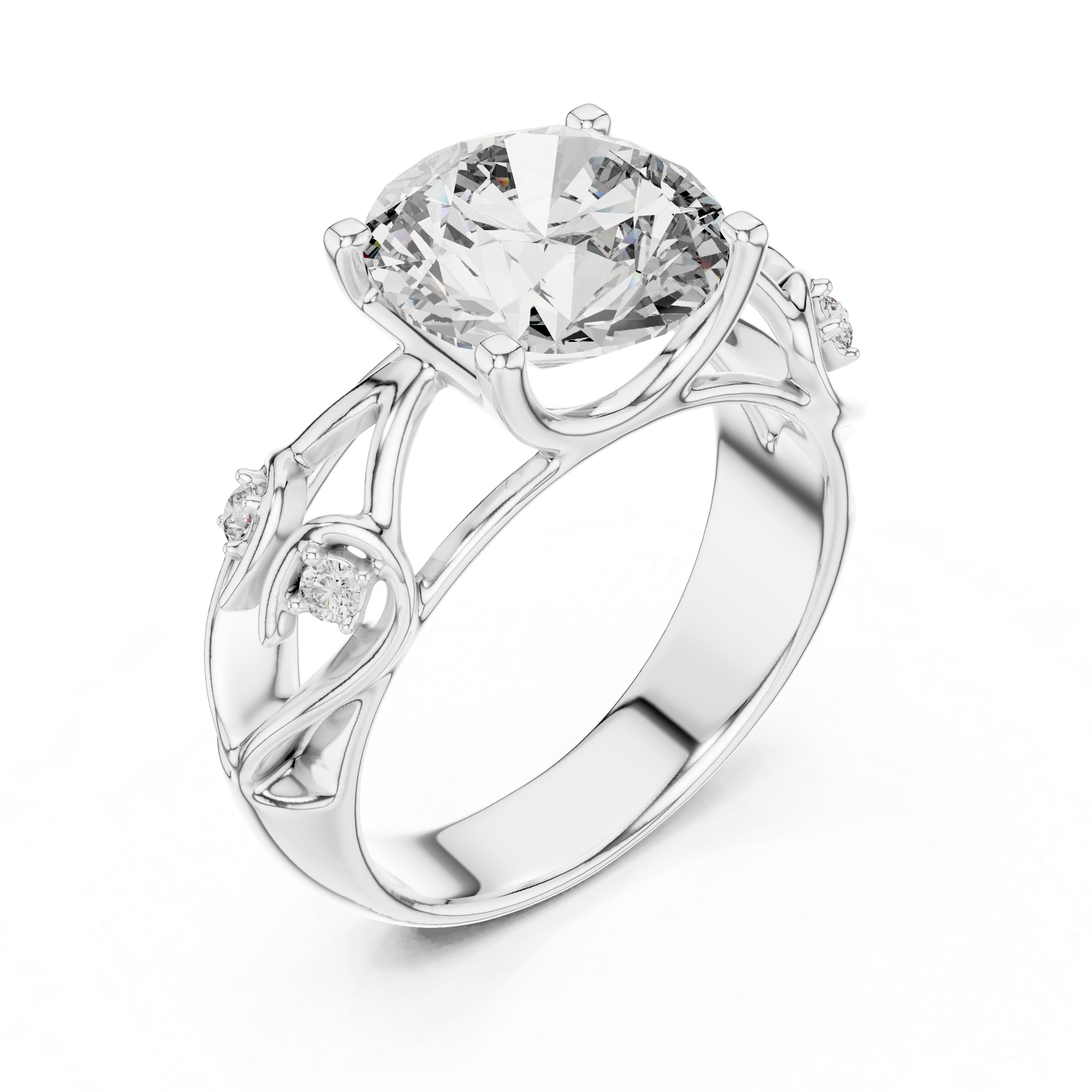 Vintage Inspired Solitaire Engagement Ring with Celtic Style Side Accents