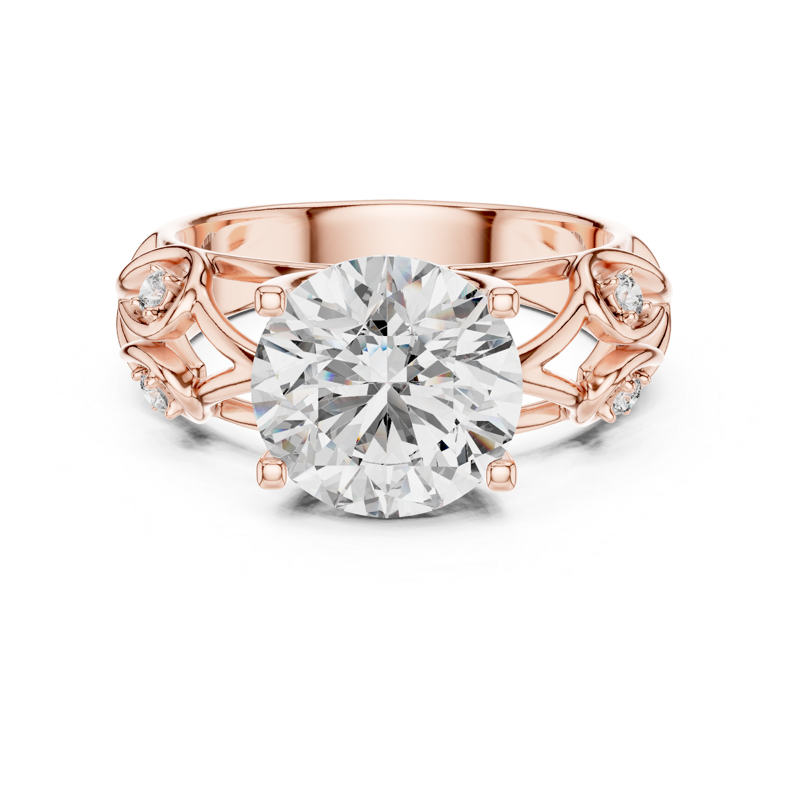 Vintage Inspired Solitaire Engagement Ring with Celtic Style Side Accents