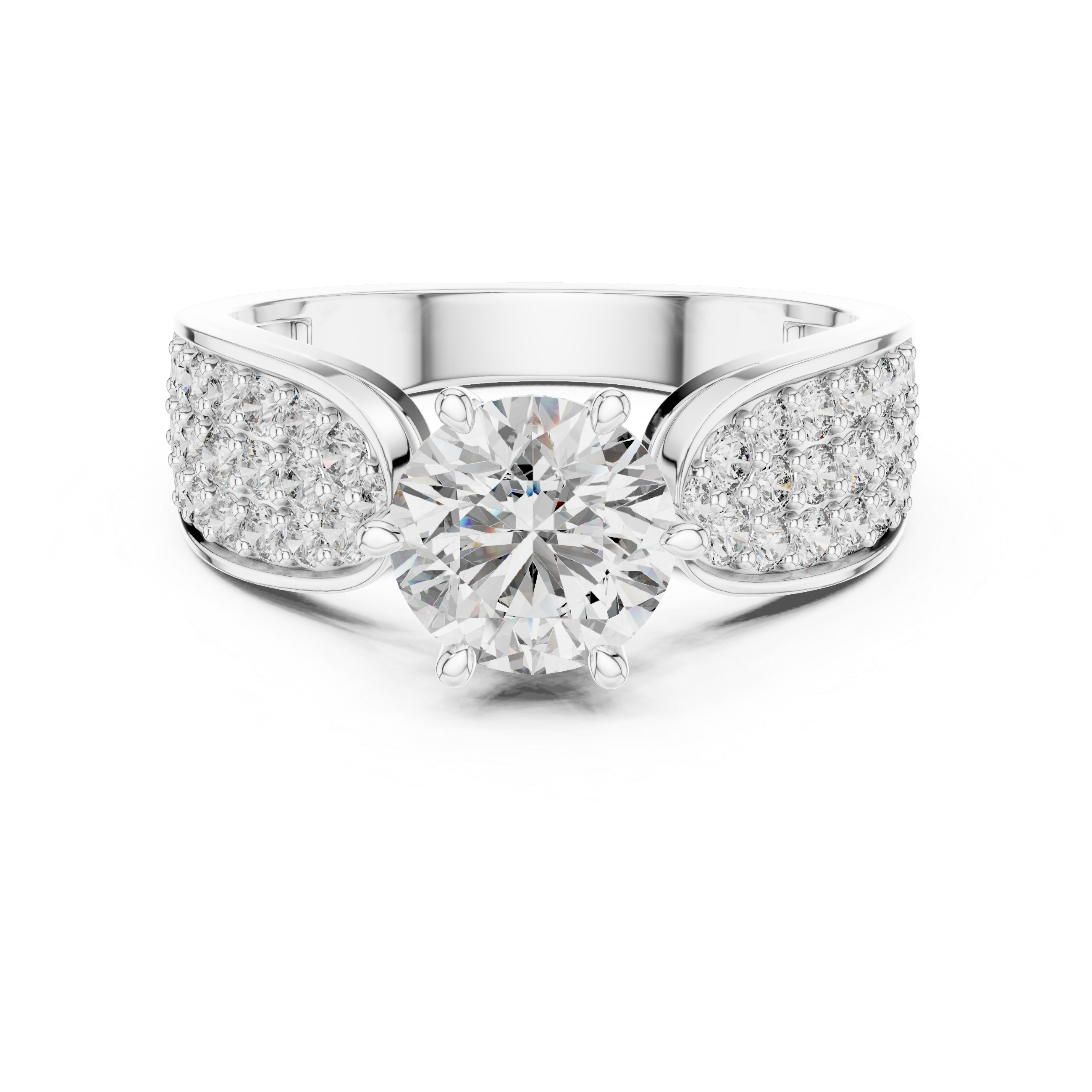 Luxury Pavé Diamond Engagement Ring with Wide Split Shoulders