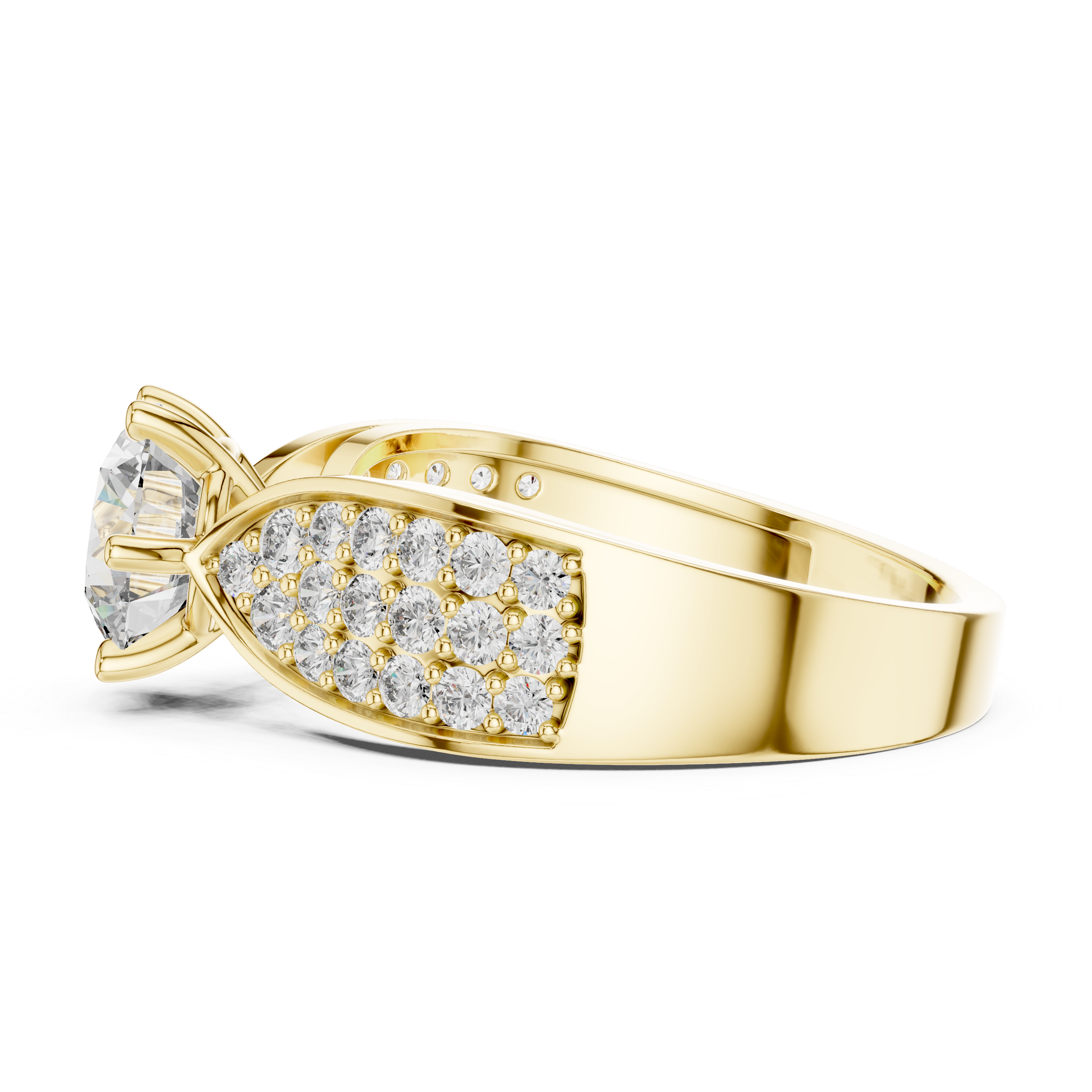 Luxury Pavé Diamond Engagement Ring with Wide Split Shoulders