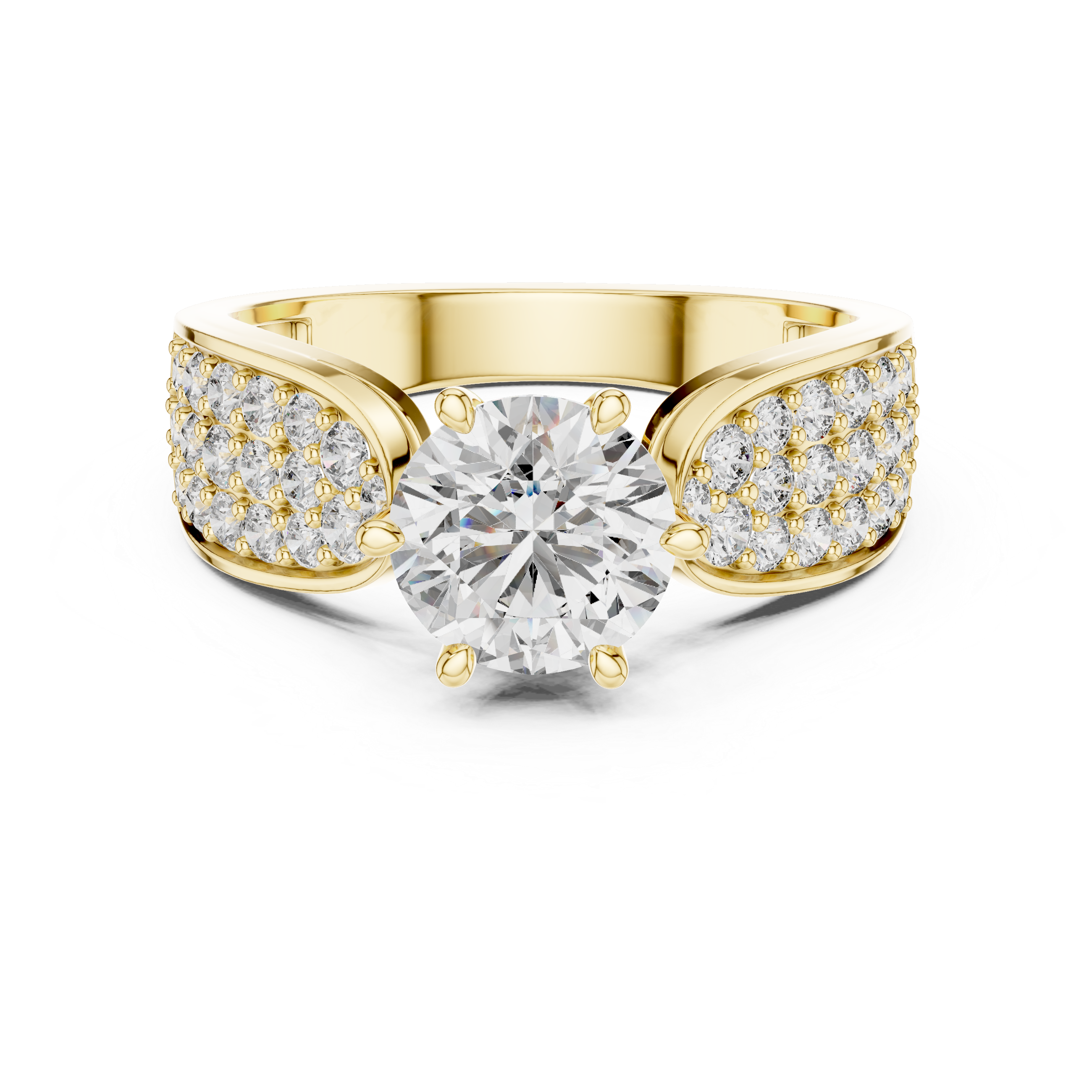 Luxury Pavé Diamond Engagement Ring with Wide Split Shoulders