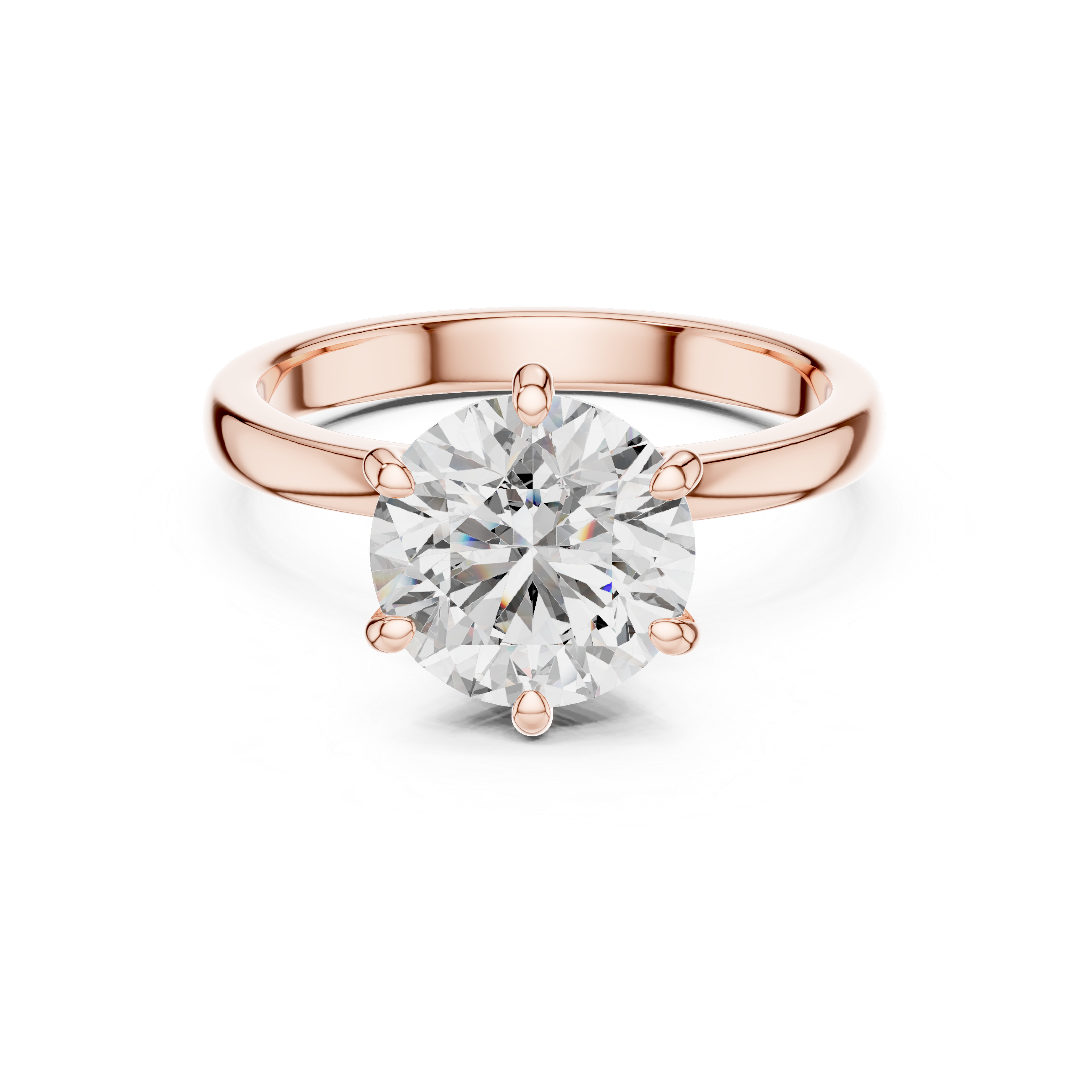Classic Round Solitaire Engagement Ring with Six-Prong Setting – Timeless Bridal Ring