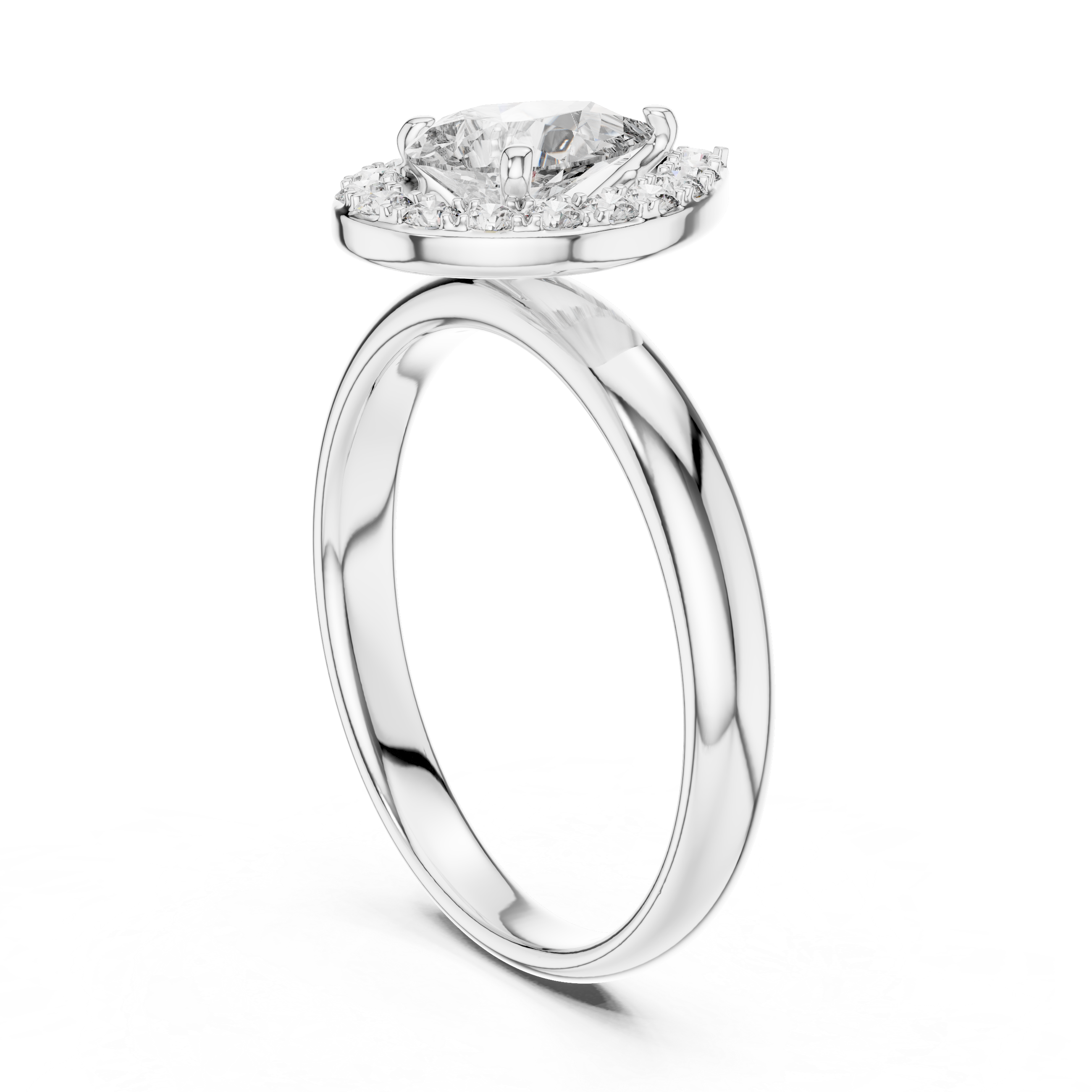 Pear Halo Engagement Ring with Pavé Diamond Frame – Elegant Teardrop Bridal Ring