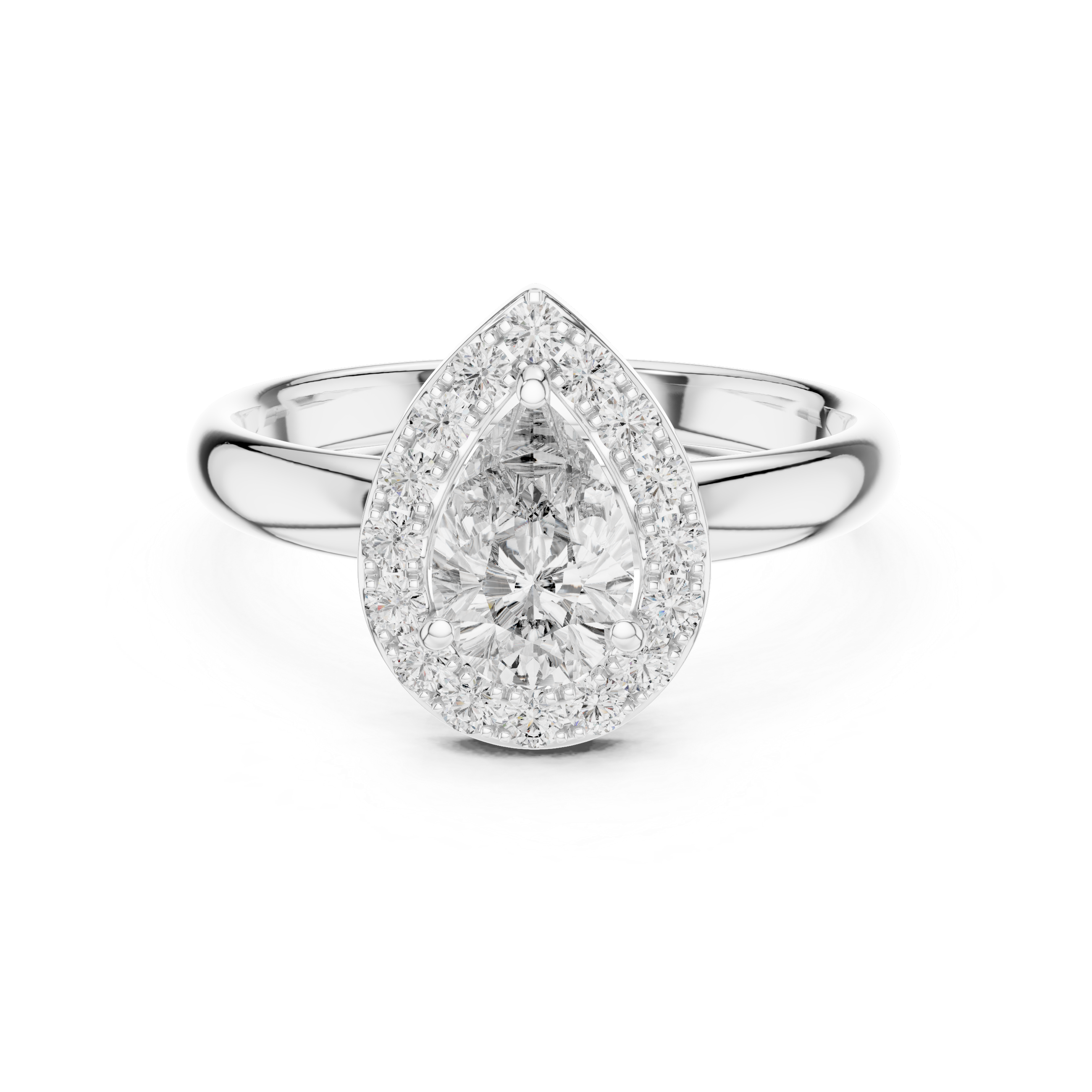 Pear Halo Engagement Ring with Pavé Diamond Frame – Elegant Teardrop Bridal Ring