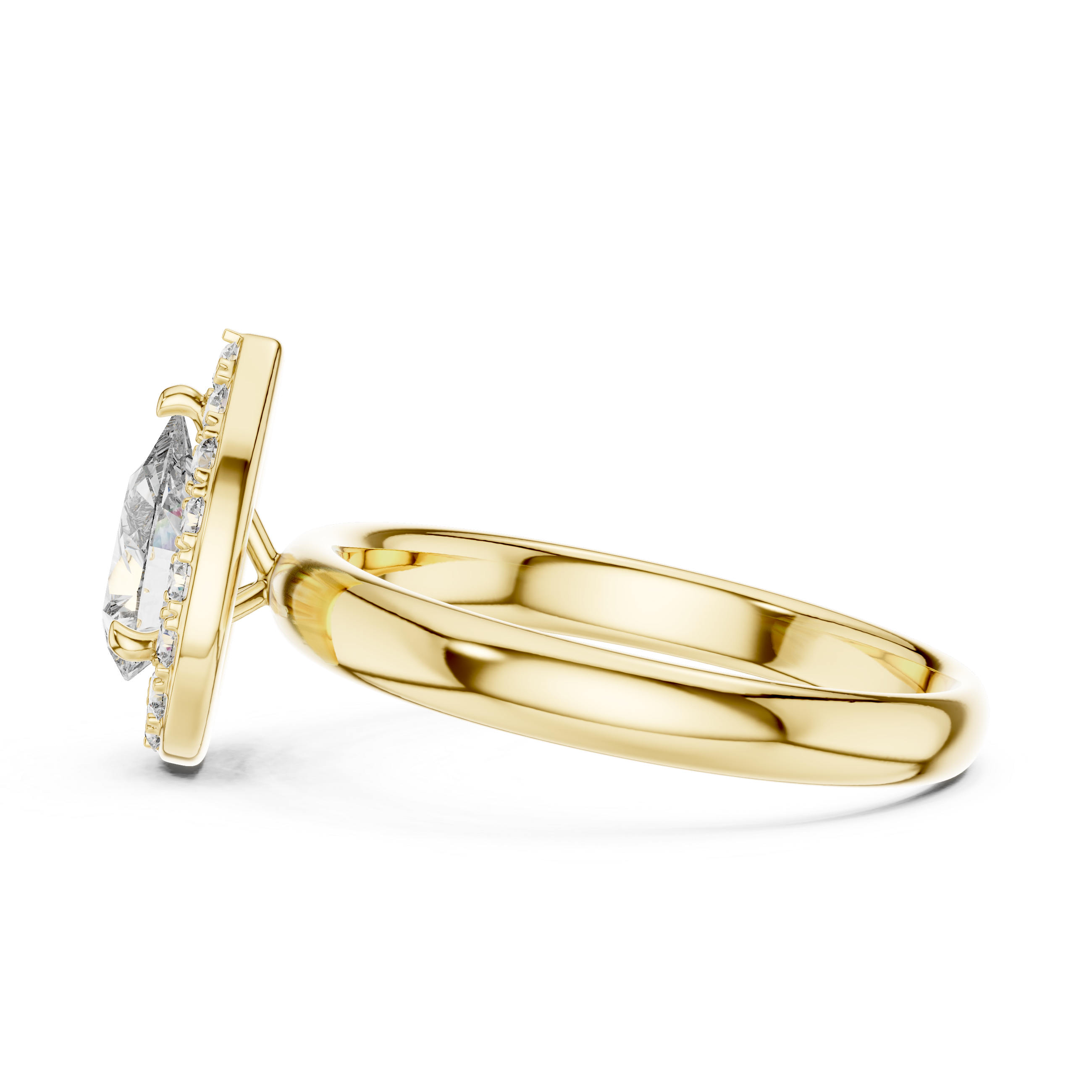 Pear Halo Engagement Ring with Pavé Diamond Frame – Elegant Teardrop Bridal Ring