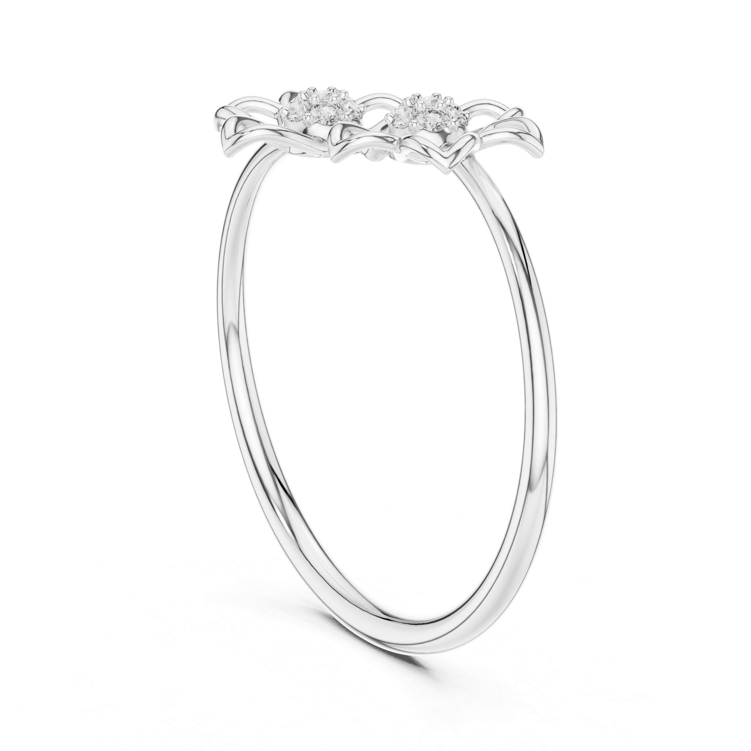 Double Flower Diamond Ring – Minimal Floral Openwork Band