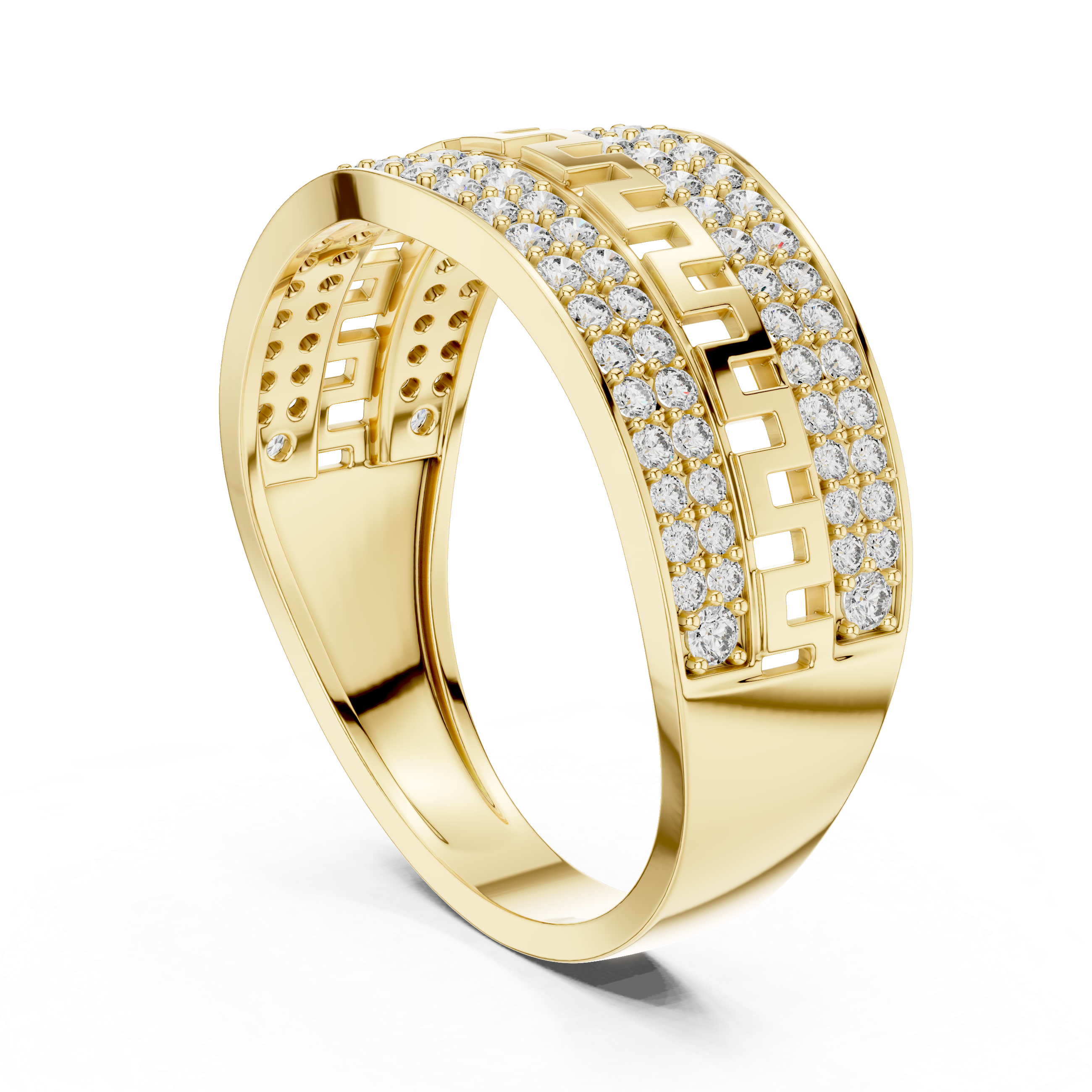 Luxury Double Pavé Diamond Ring with Geometric Center Band