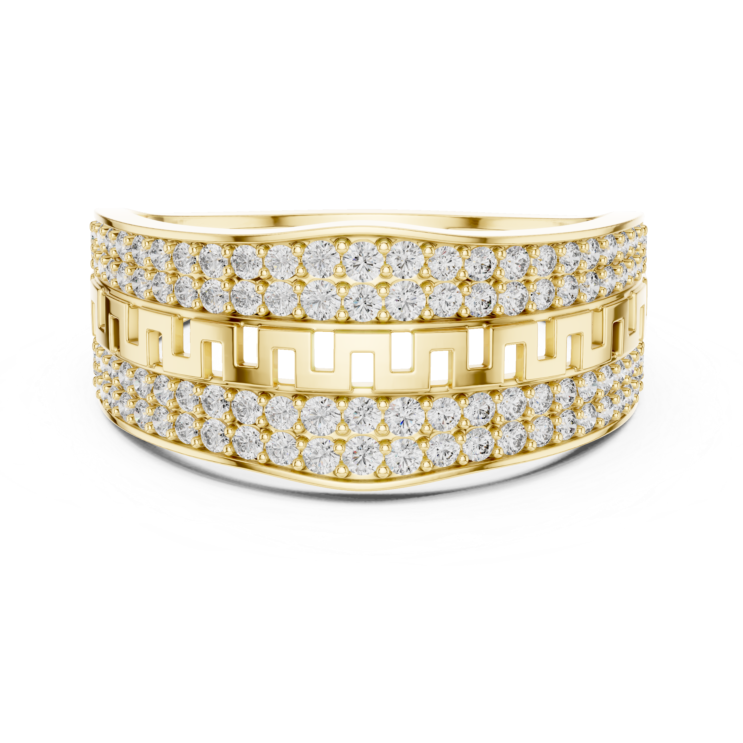 Luxury Double Pavé Diamond Ring with Geometric Center Band