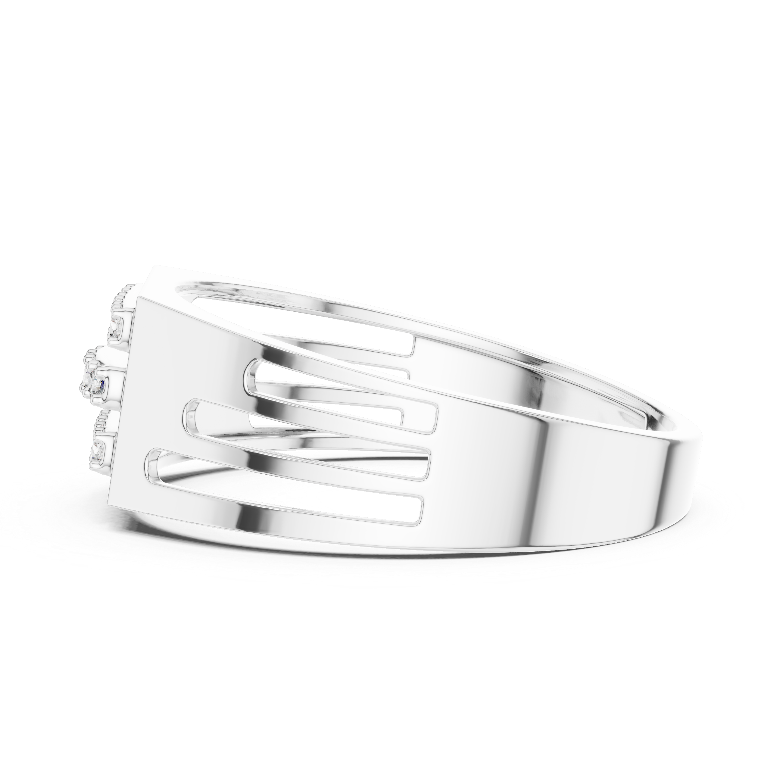 Minimalist Triple Row Diamond Ring with Open Side Detailing