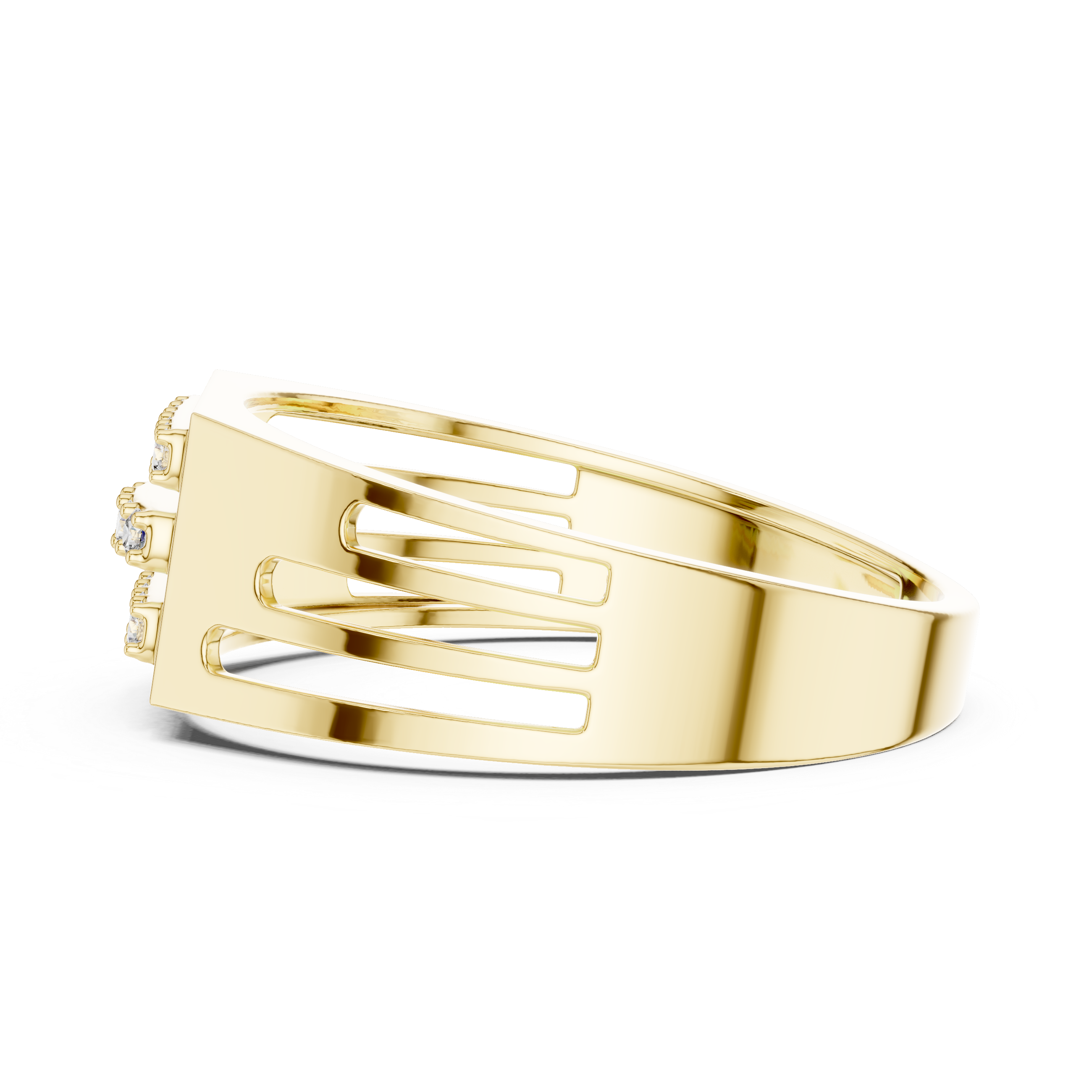 Minimalist Triple Row Diamond Ring with Open Side Detailing