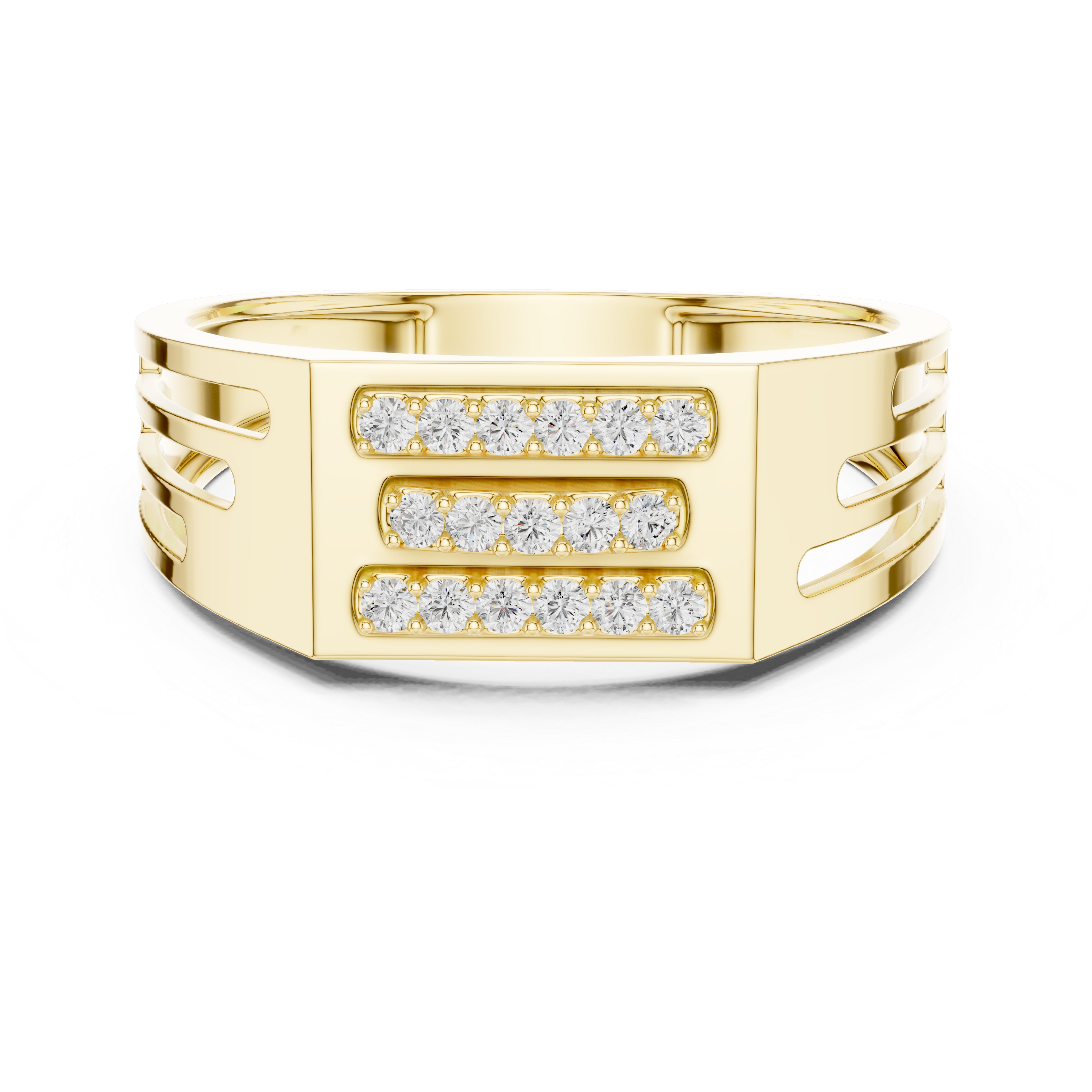 Minimalist Triple Row Diamond Ring with Open Side Detailing