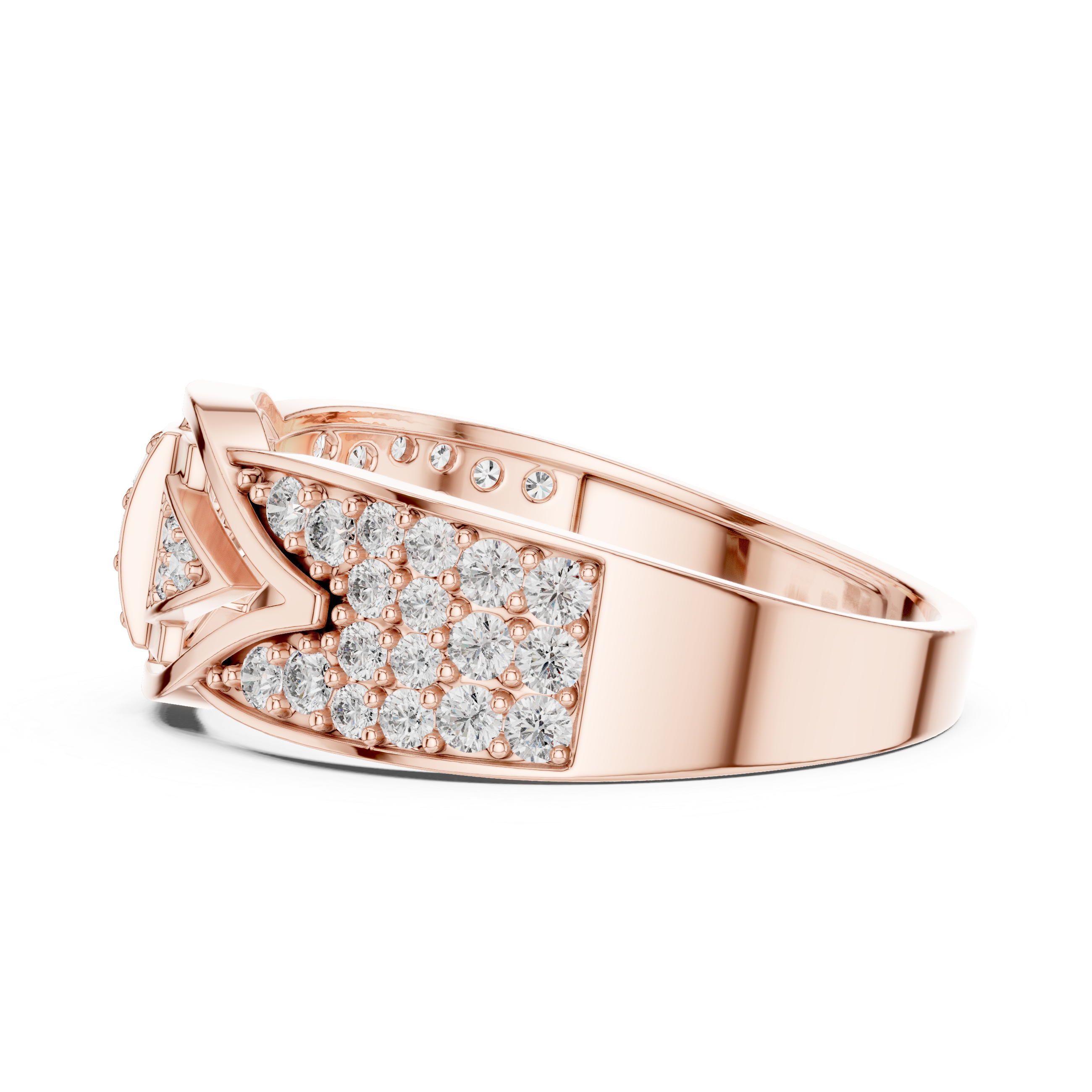 Modern Geometric Diamond Ring with Symmetrical Arrow Design