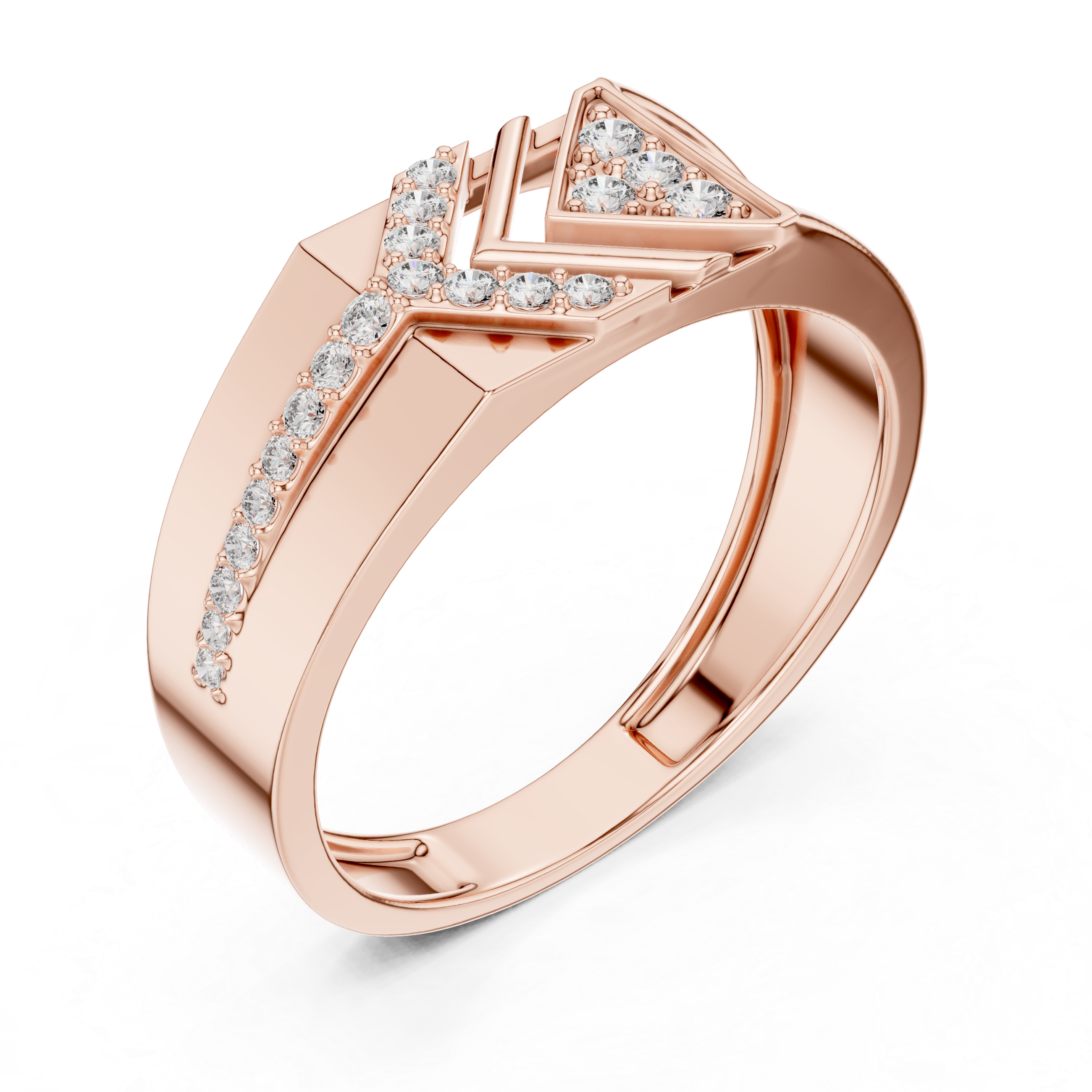 Chevron Arrow Diamond Ring with Geometric Modern Design