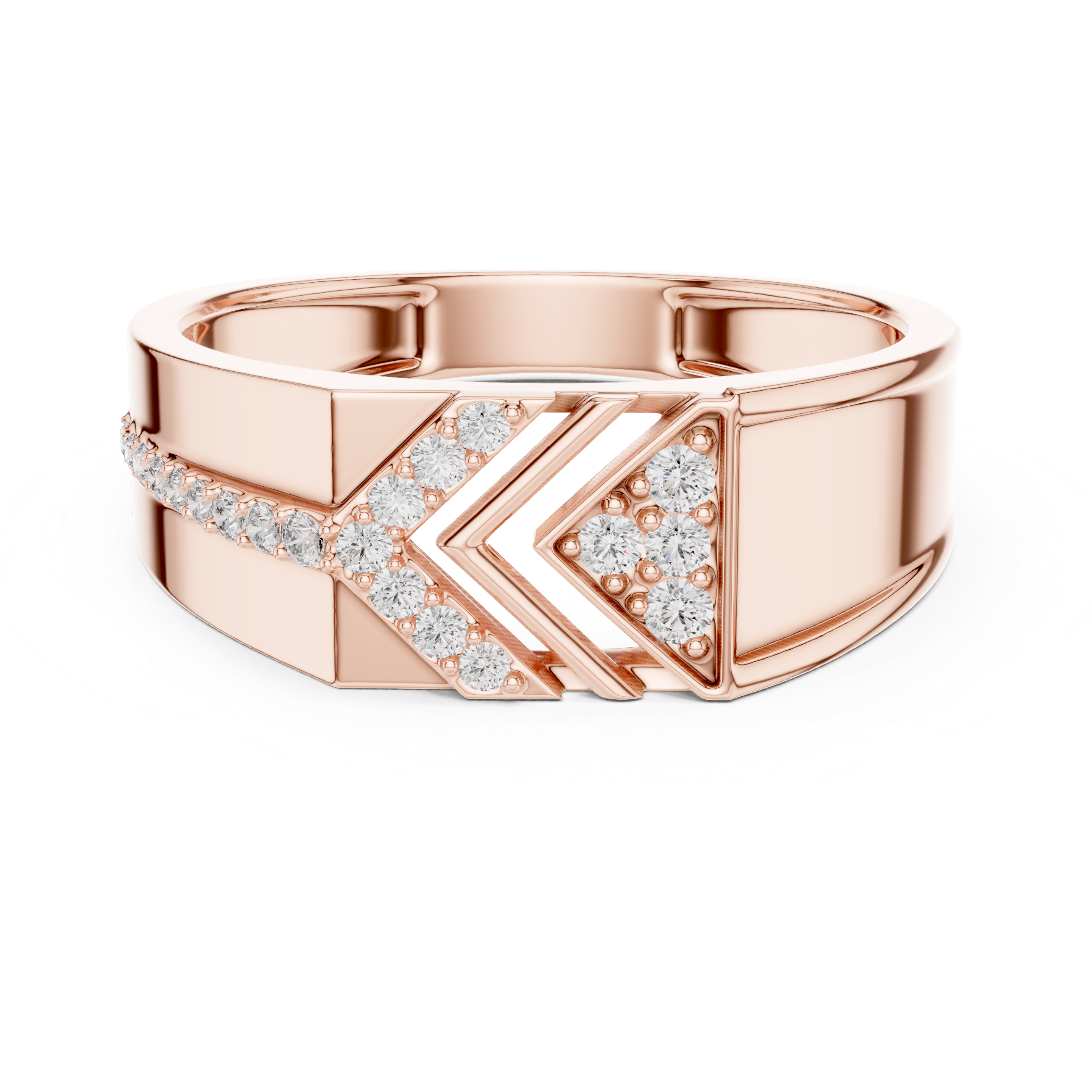 Chevron Arrow Diamond Ring with Geometric Modern Design