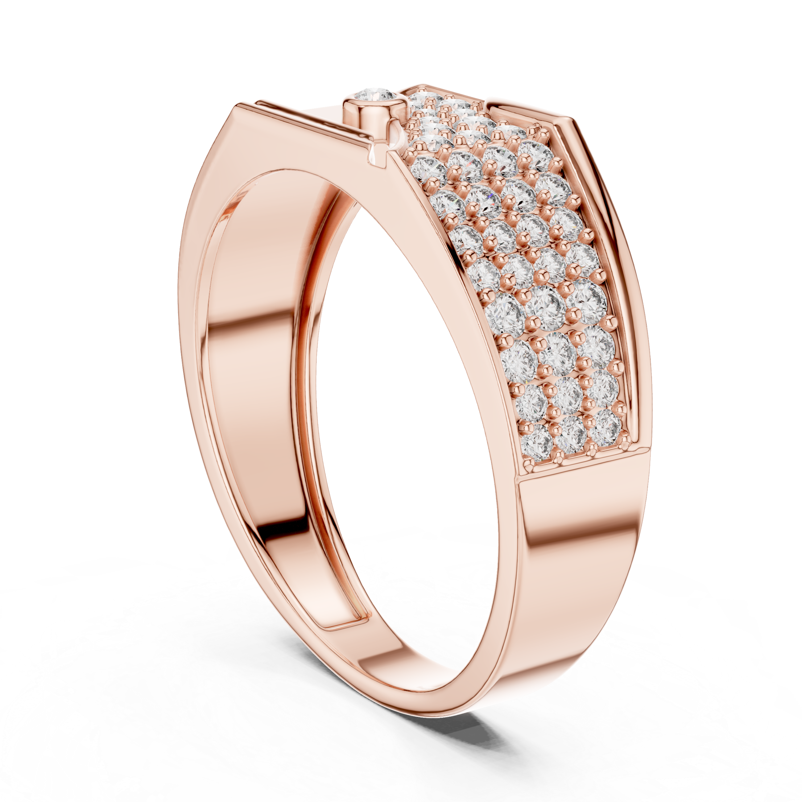 Modern Pavé Diamond Statement Ring with Asymmetrical Flow Design