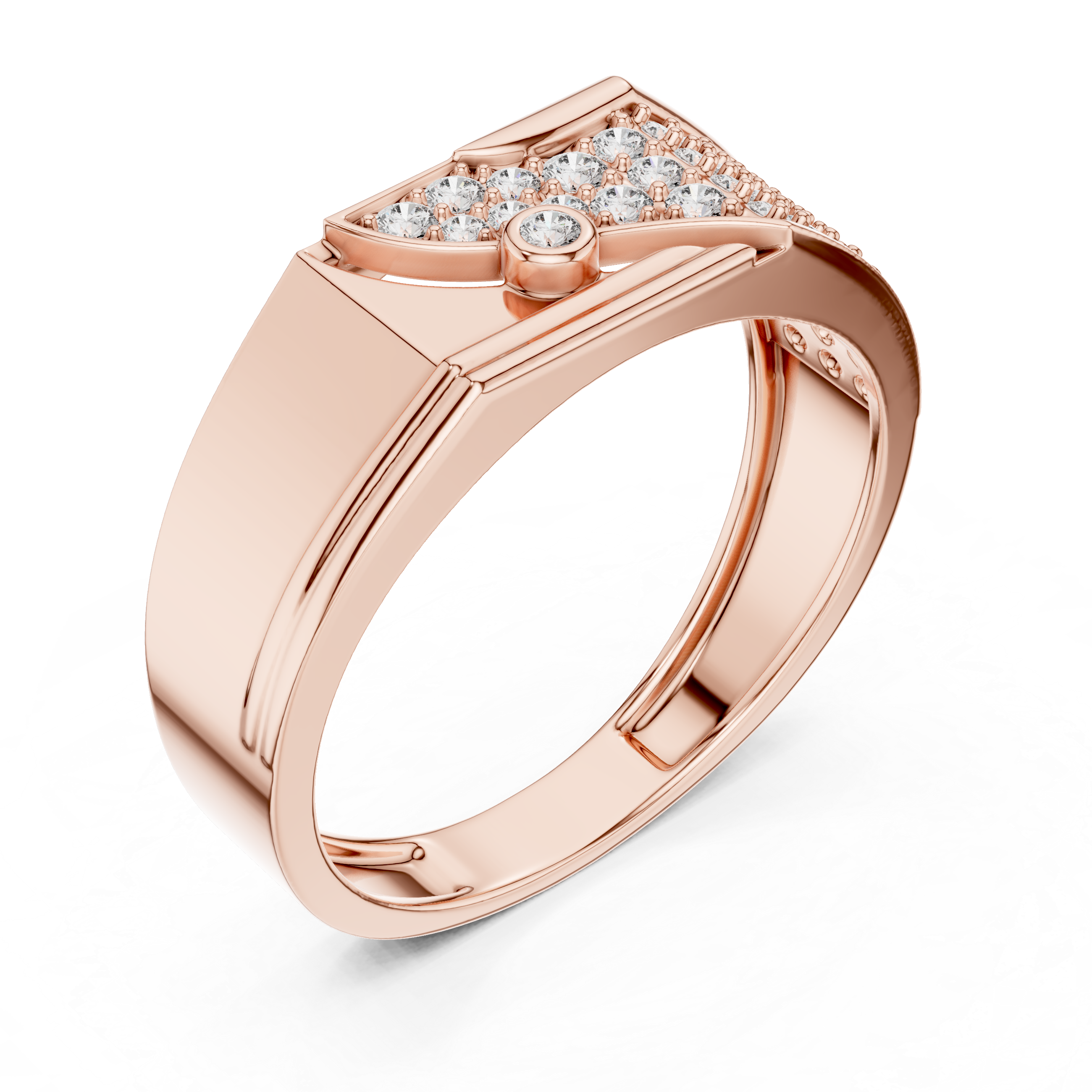 Modern Pavé Diamond Statement Ring with Asymmetrical Flow Design