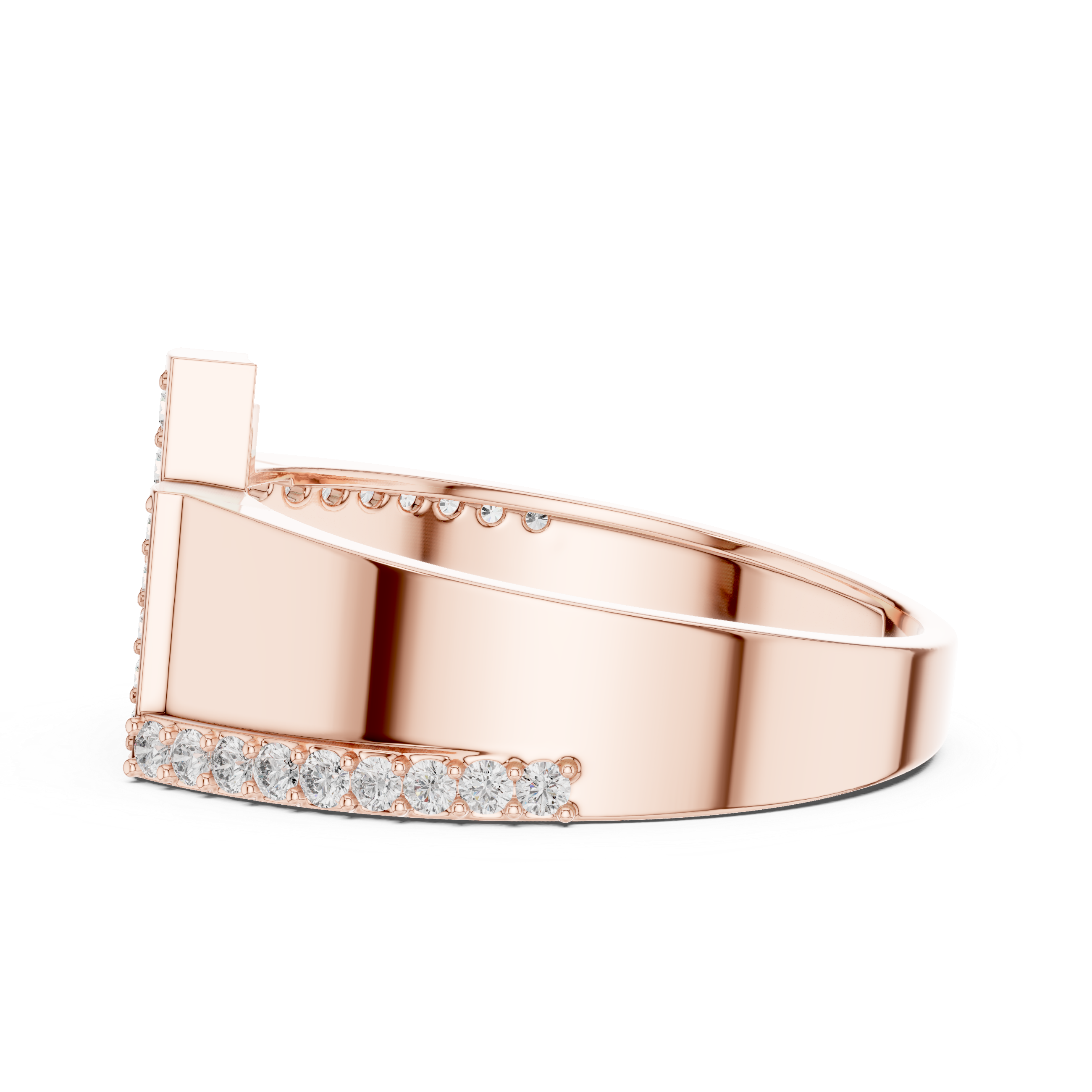 Modern Vertical Bar Diamond Ring with Architectural Open Design
