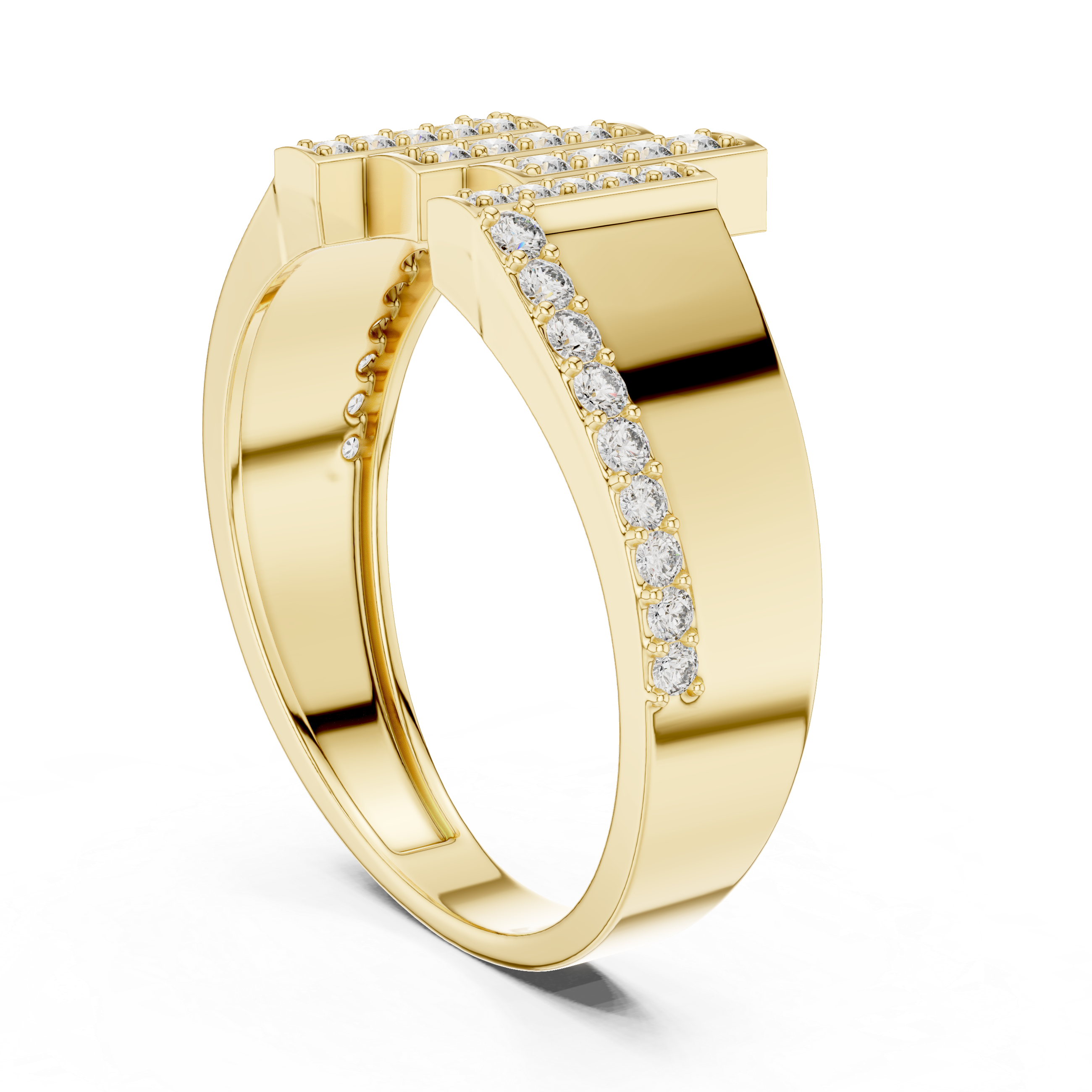 Modern Vertical Bar Diamond Ring with Architectural Open Design