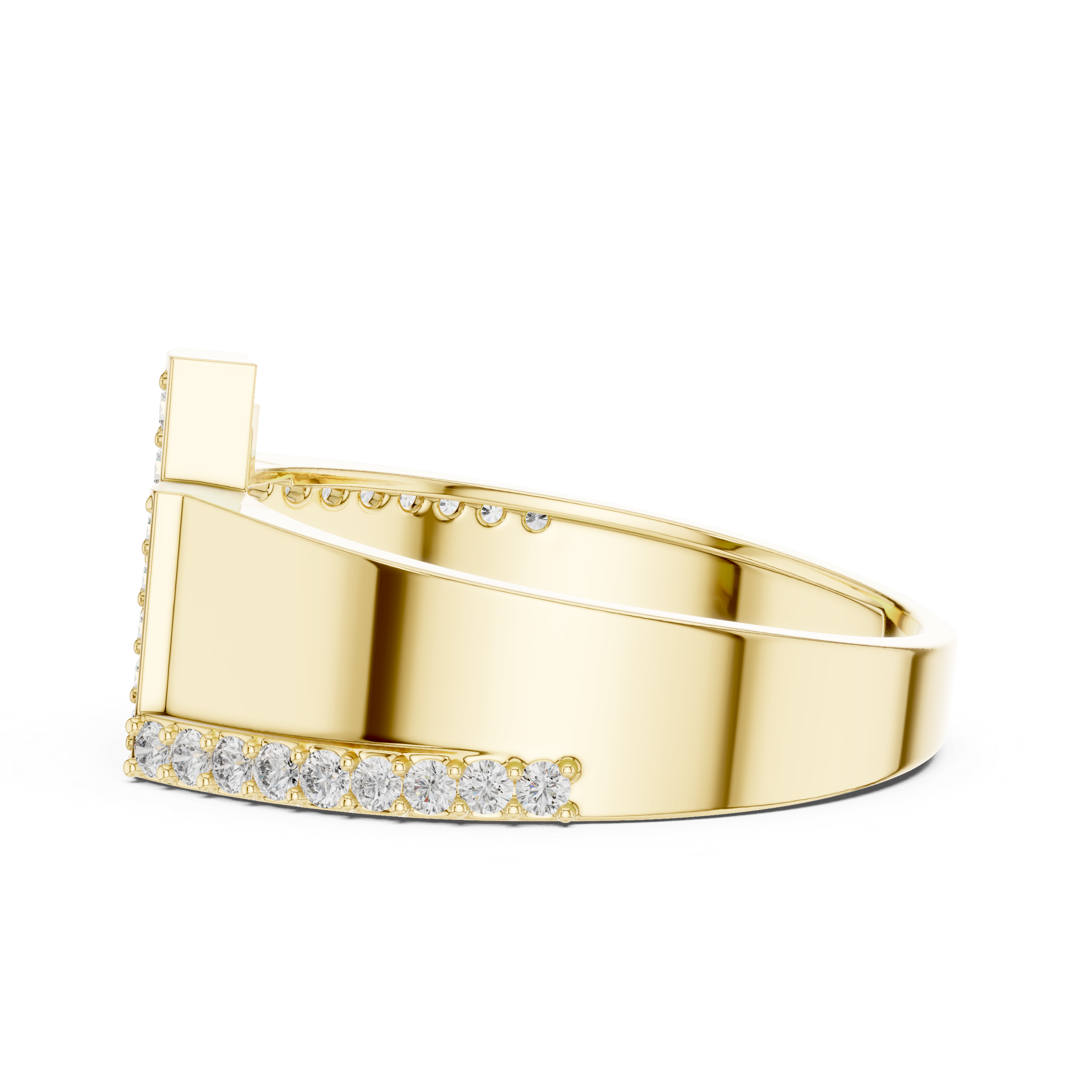 Modern Vertical Bar Diamond Ring with Architectural Open Design