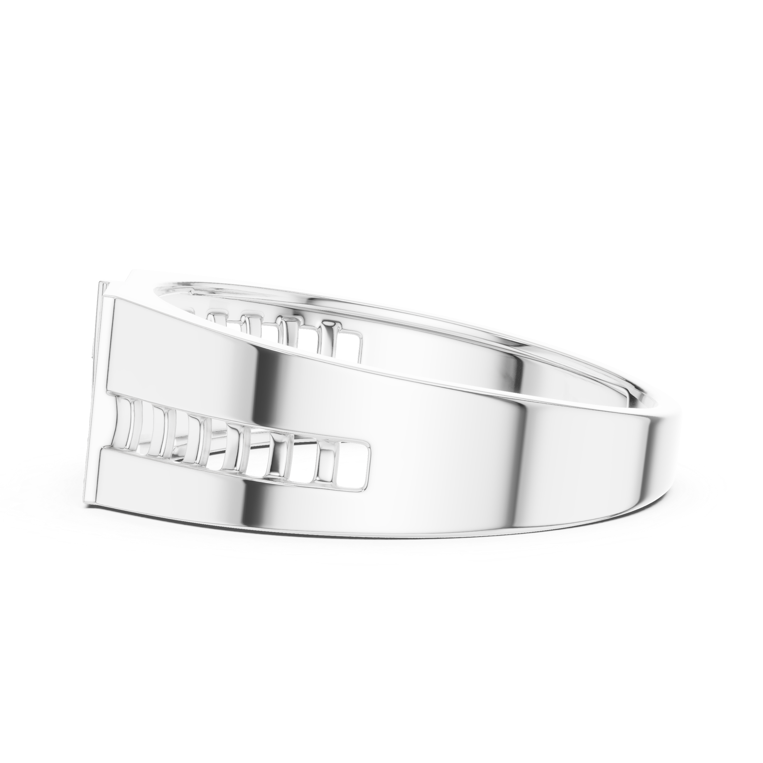 Modern Asymmetrical Diamond Signet Ring with Geometric Pavé Panel