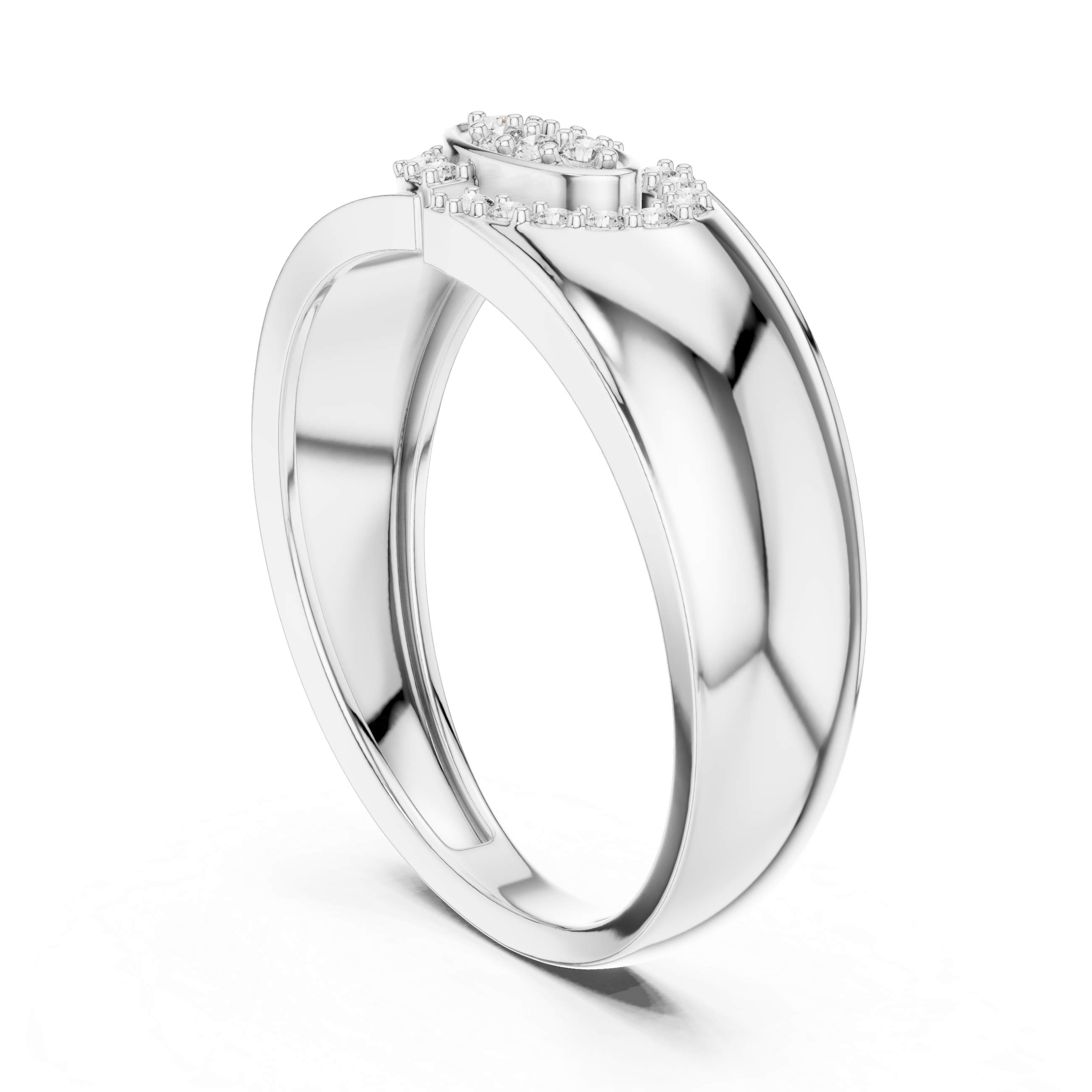 Modern Oval Halo Diamond Signet Ring with Asymmetrical Open Design