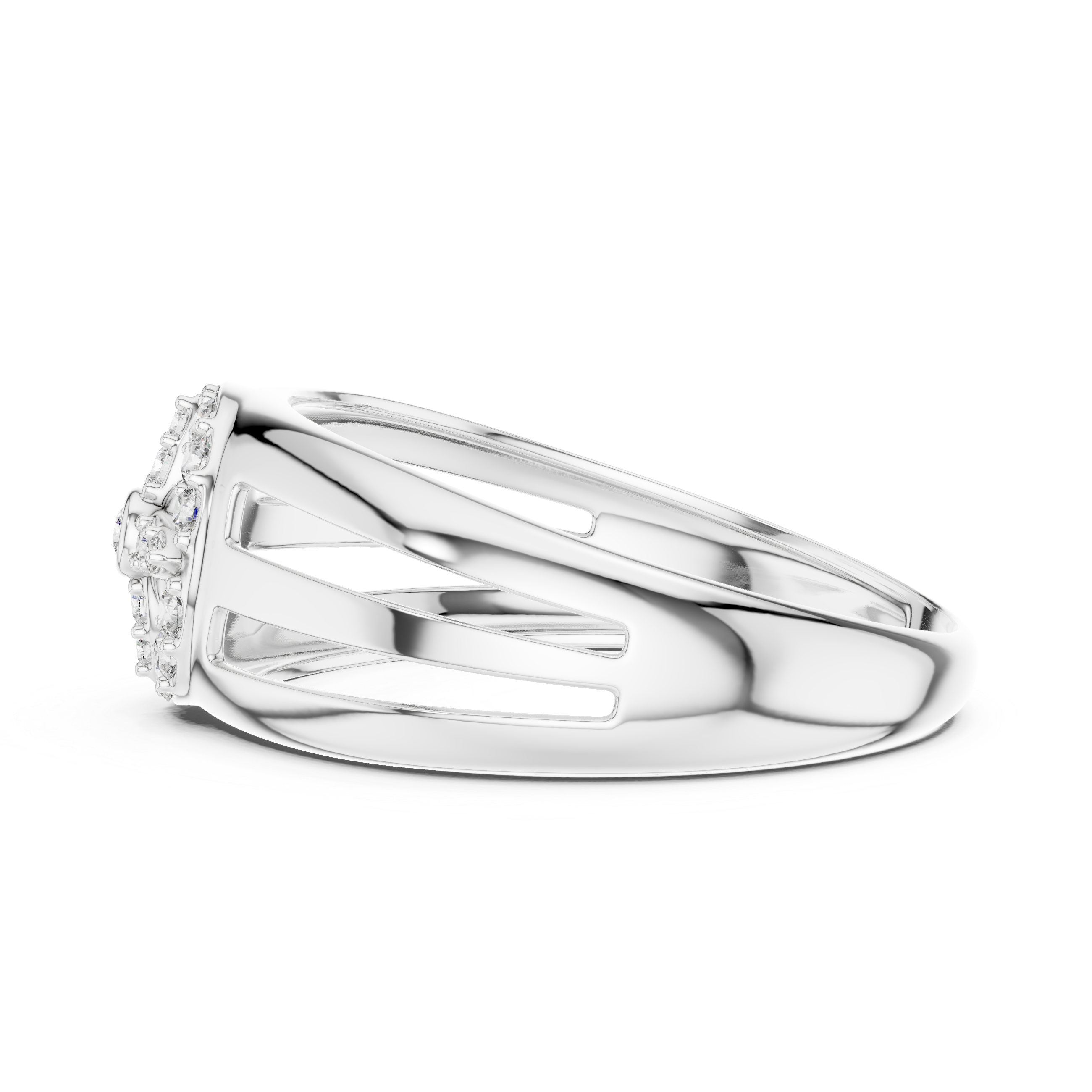 Compass Star Diamond Statement Ring with Open Split Band