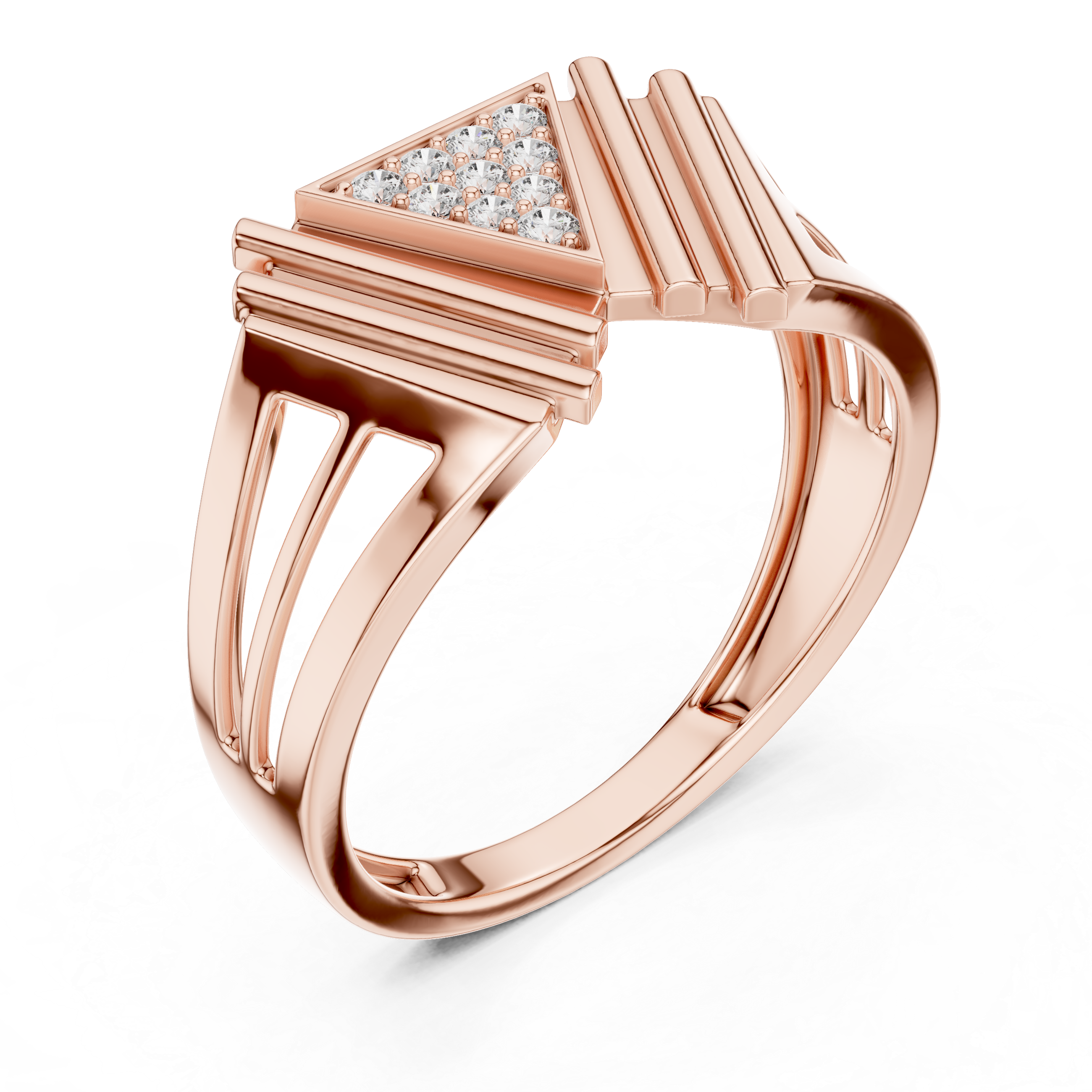 Modern V-Shaped Triangle Diamond Statement Ring