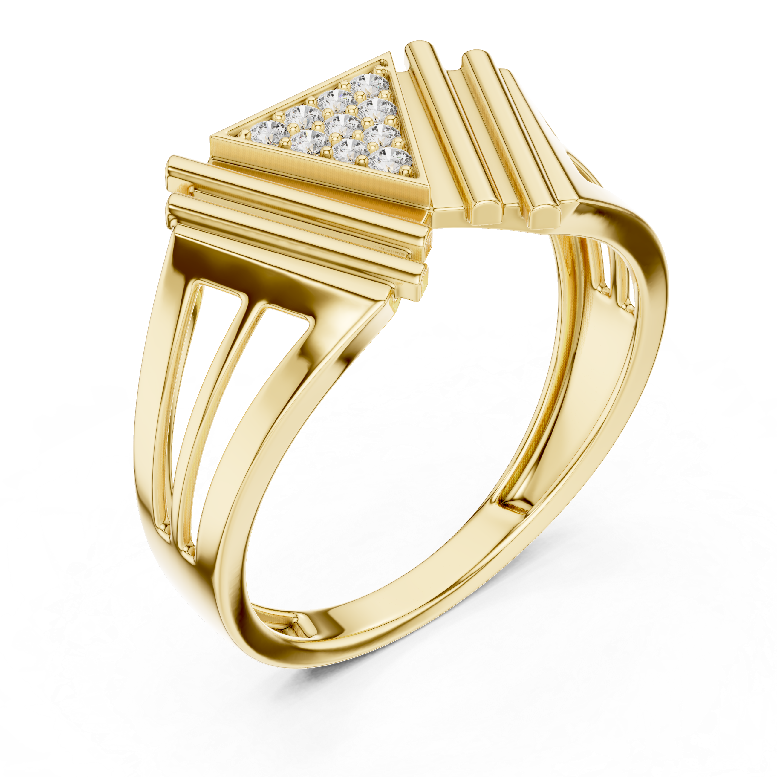 Modern V-Shaped Triangle Diamond Statement Ring