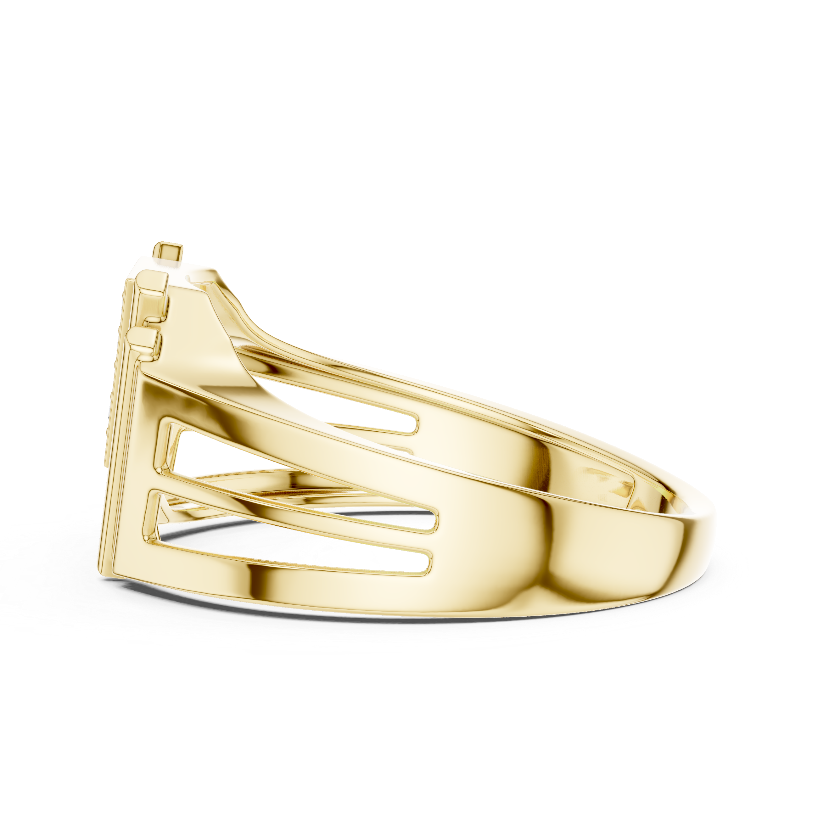 Modern V-Shaped Triangle Diamond Statement Ring
