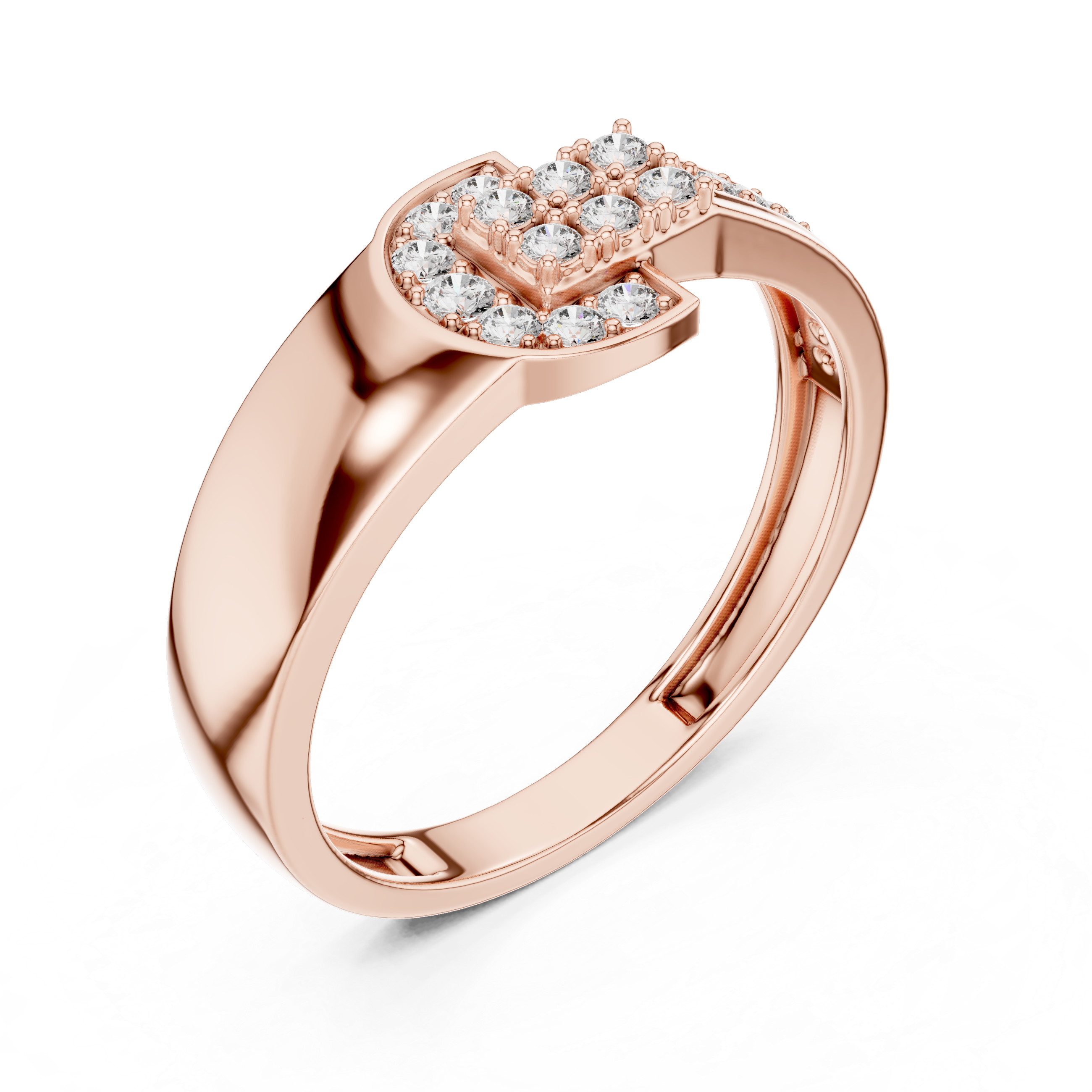 Modern Half-Halo Diamond Geometric Ring
