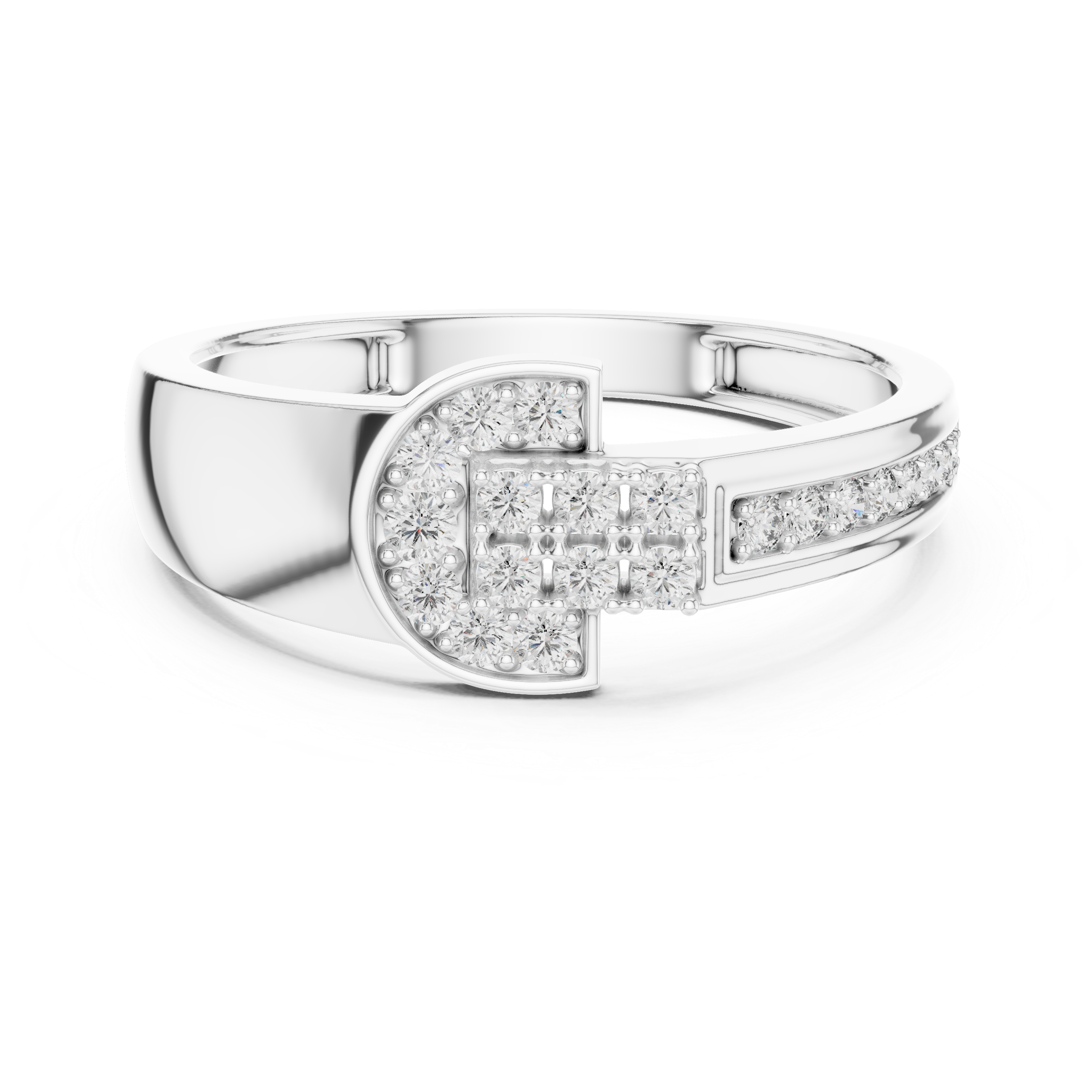 Modern Half-Halo Diamond Geometric Ring