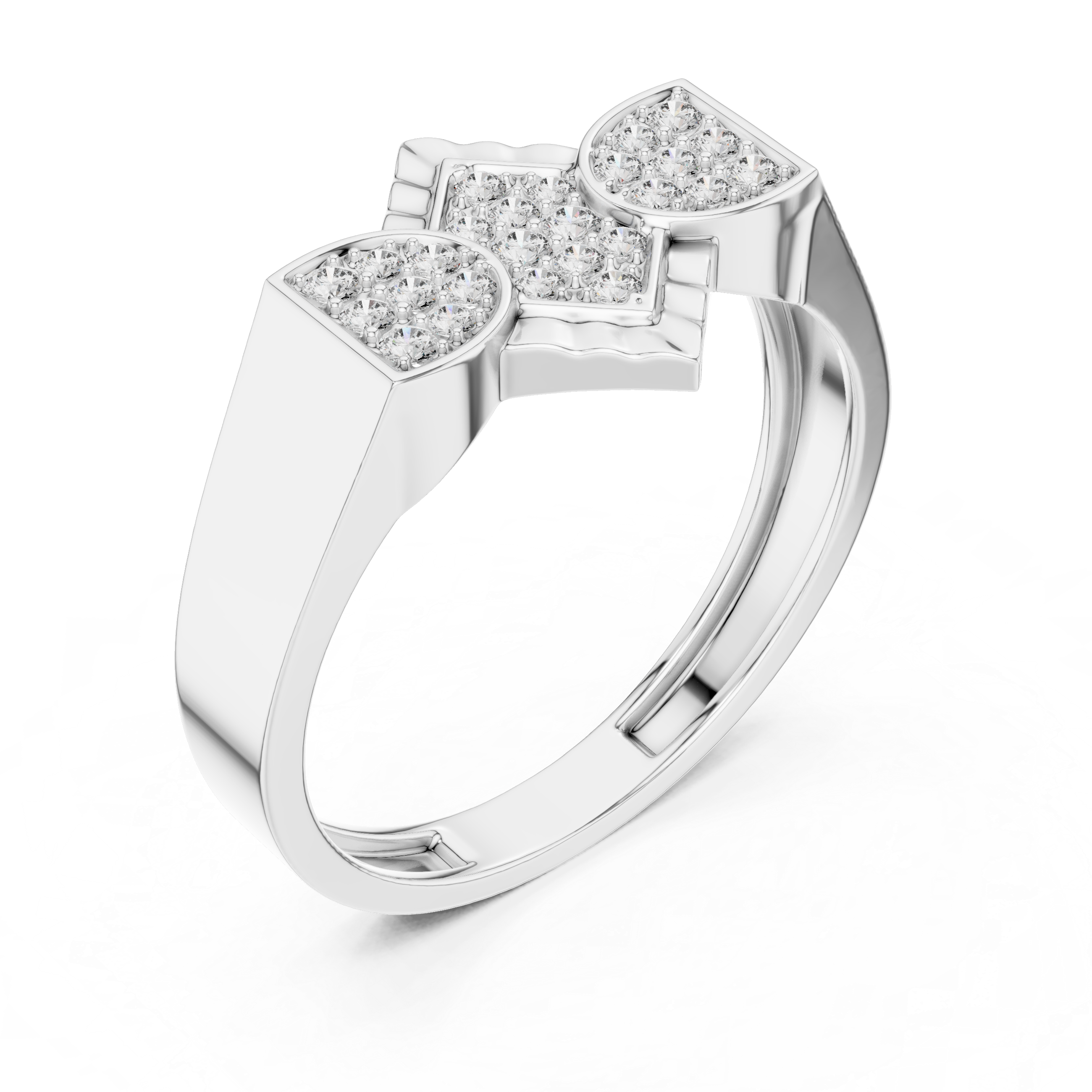 Geometric Cluster Diamond Ring with Vintage-Inspired Center Frame