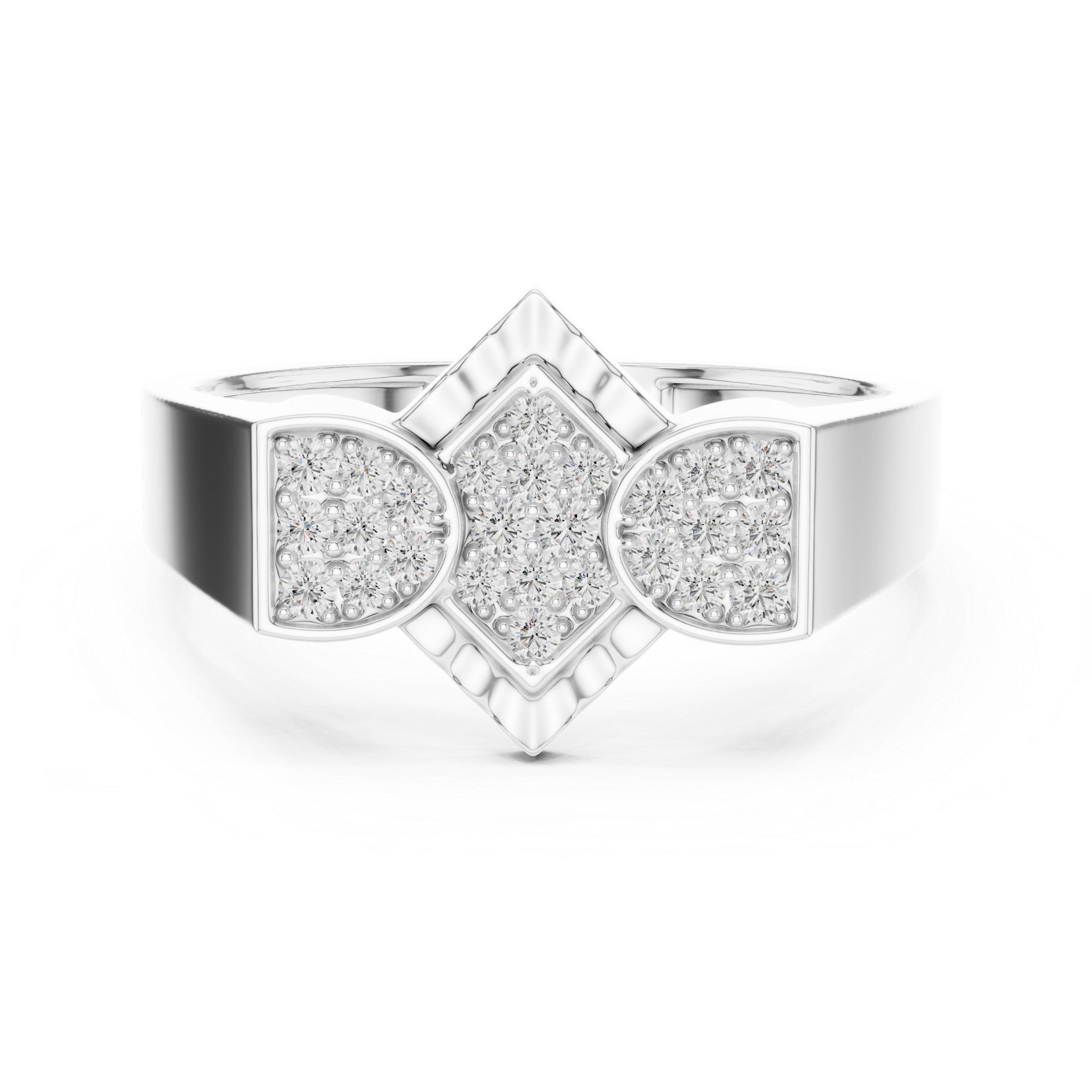 Geometric Cluster Diamond Ring with Vintage-Inspired Center Frame