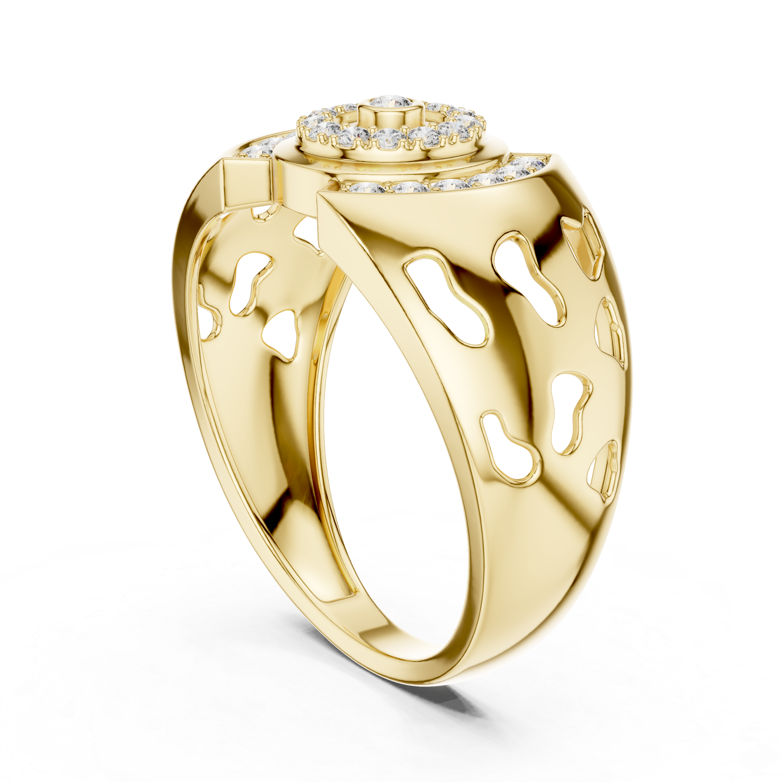 Modern Halo Diamond Statement Ring