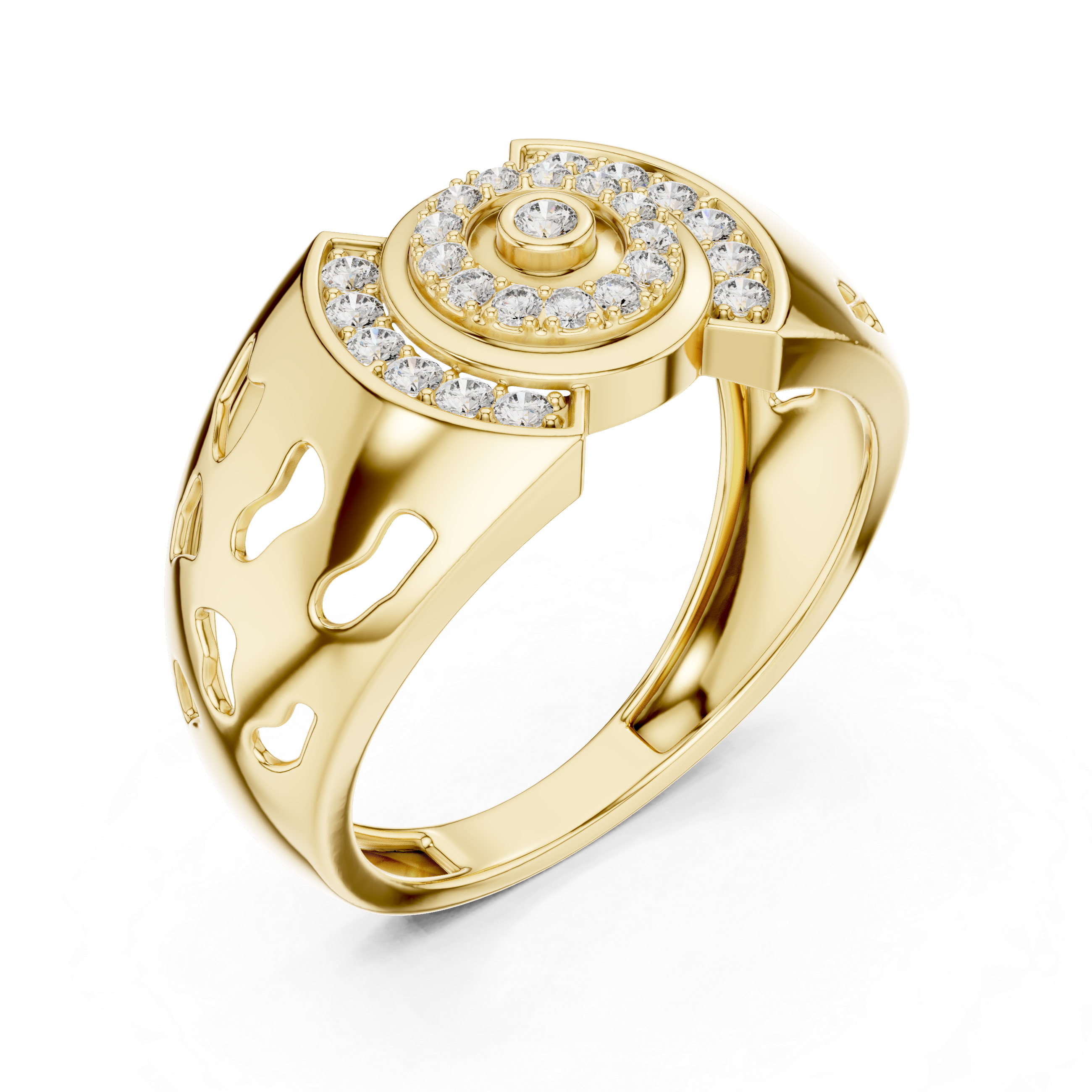 Modern Halo Diamond Statement Ring