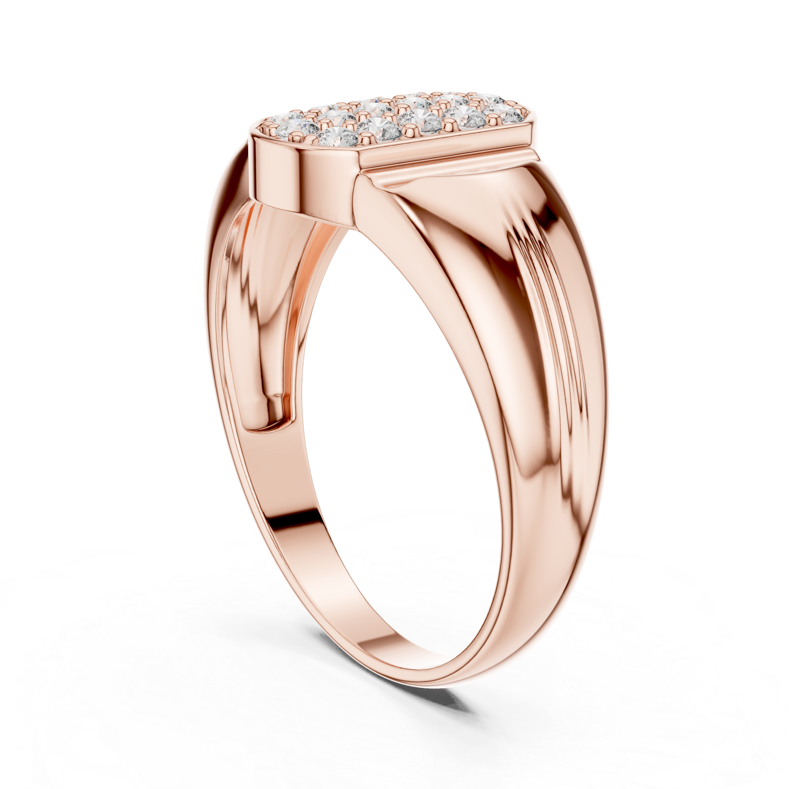Oval Cluster Diamond Signet Ring