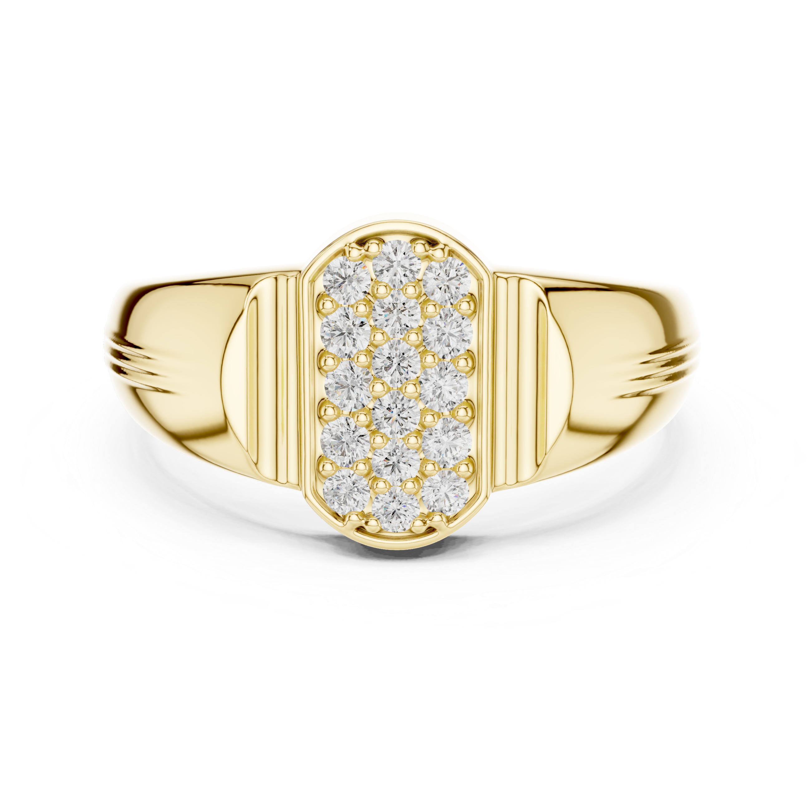 Oval Cluster Diamond Signet Ring