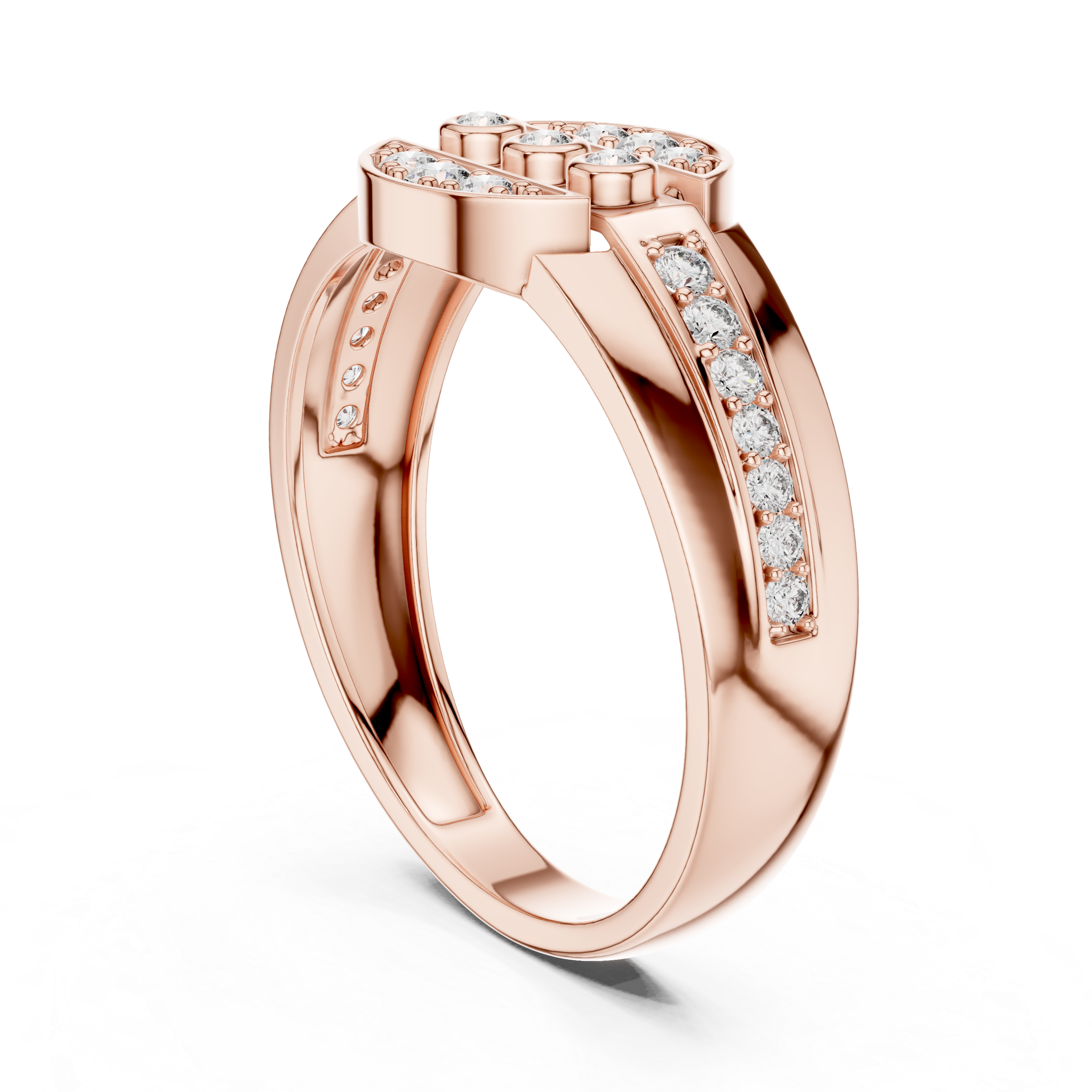 Modern Circular Halo Diamond Statement Ring