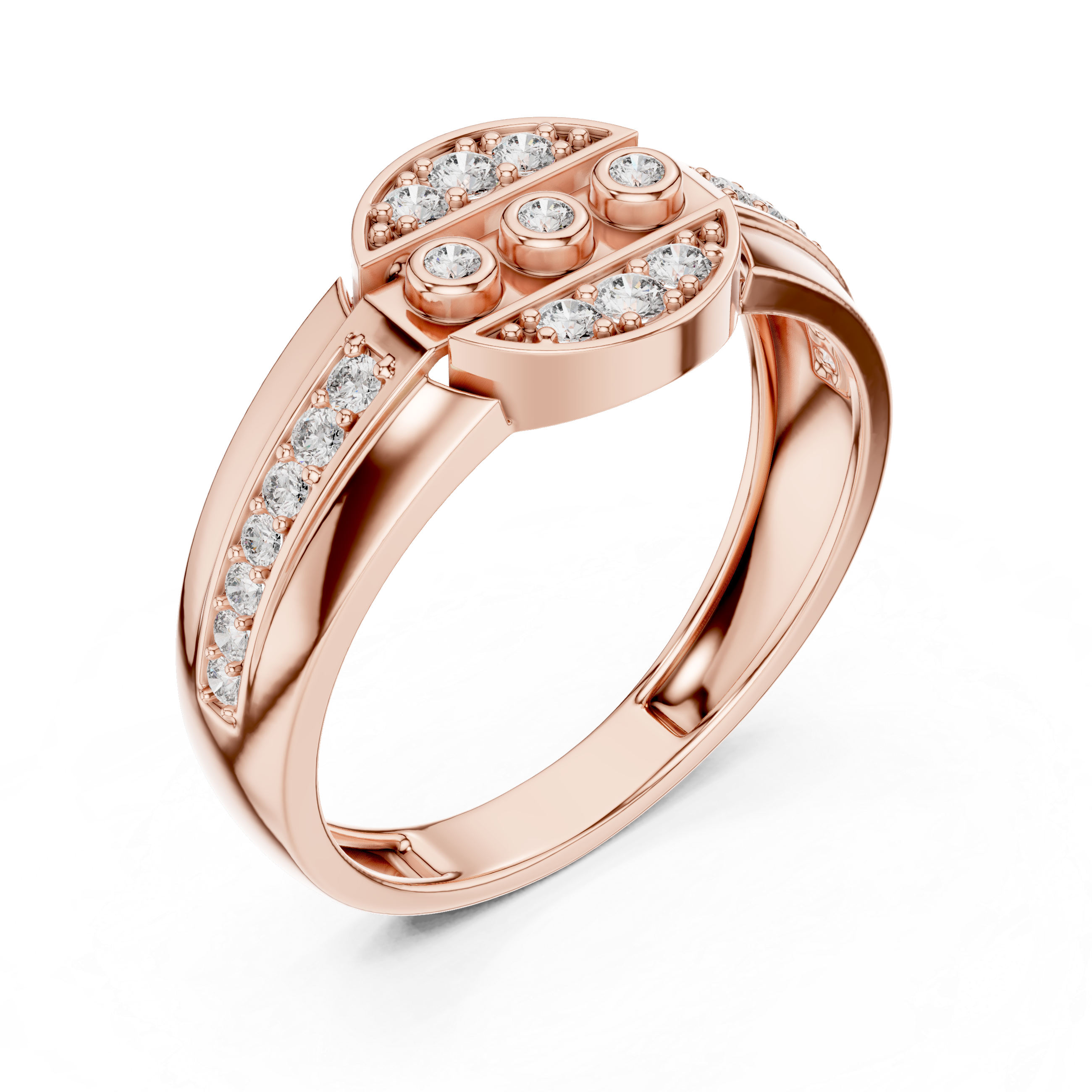 Modern Circular Halo Diamond Statement Ring