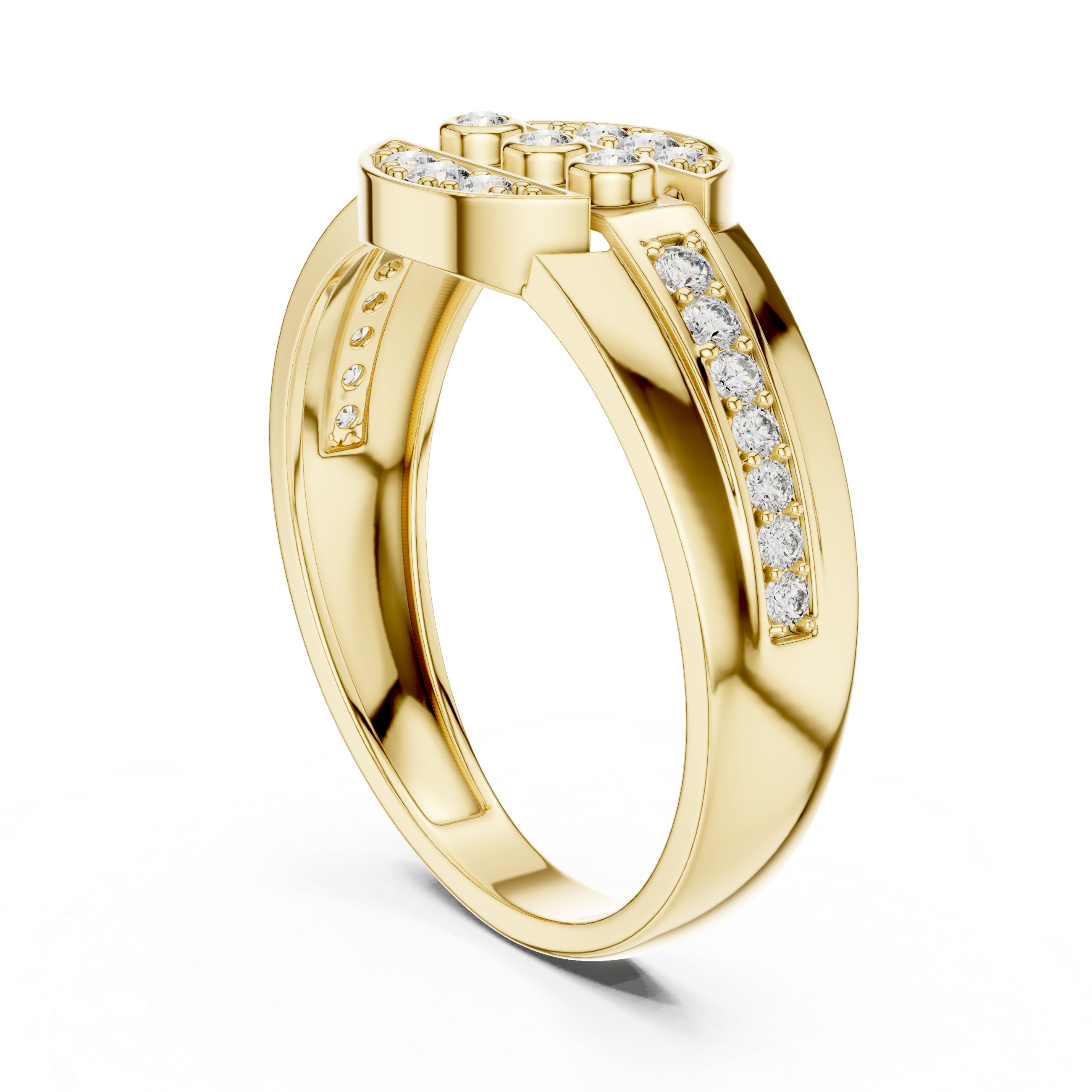 Modern Circular Halo Diamond Statement Ring