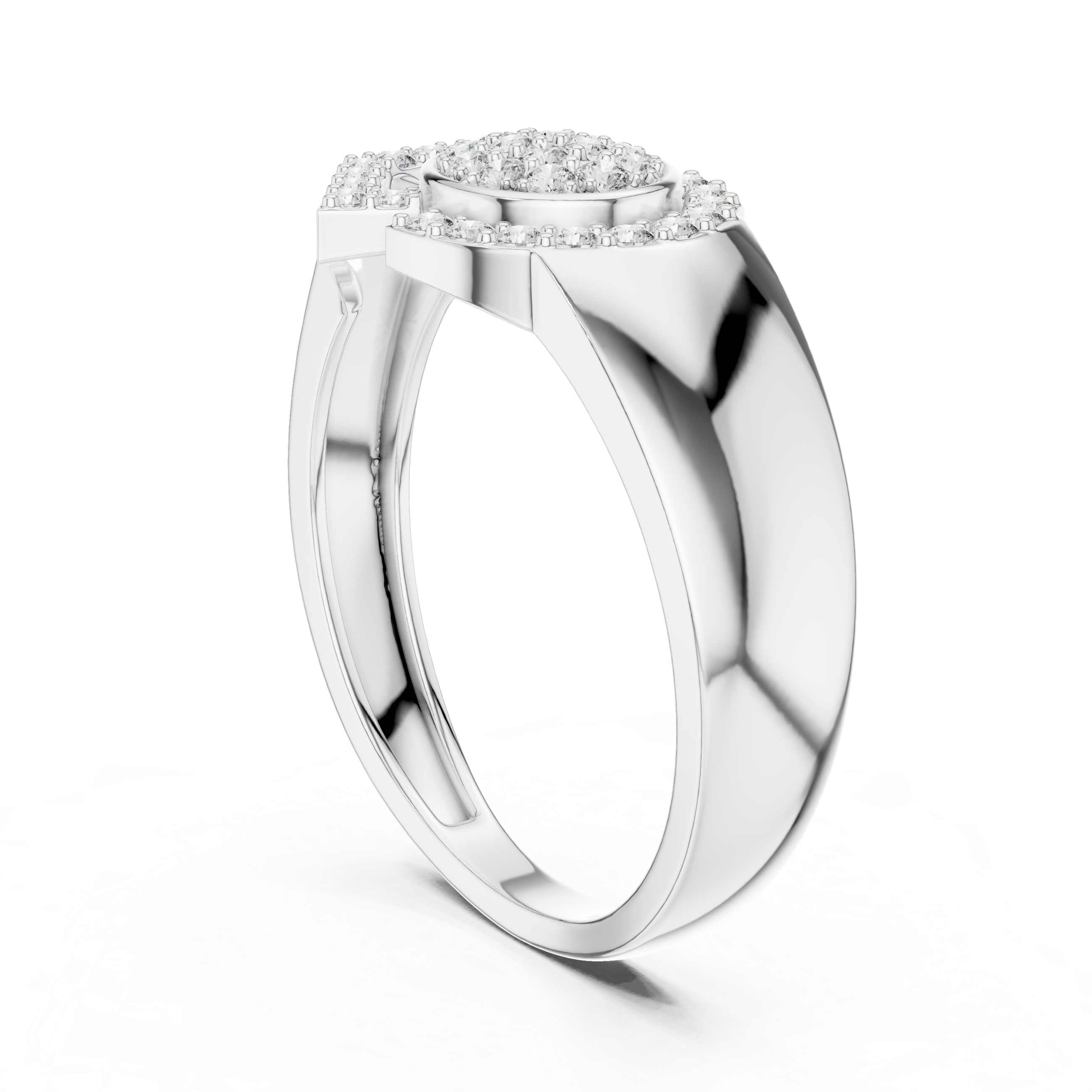 Art Deco Circle & Chevron Diamond Statement Ring